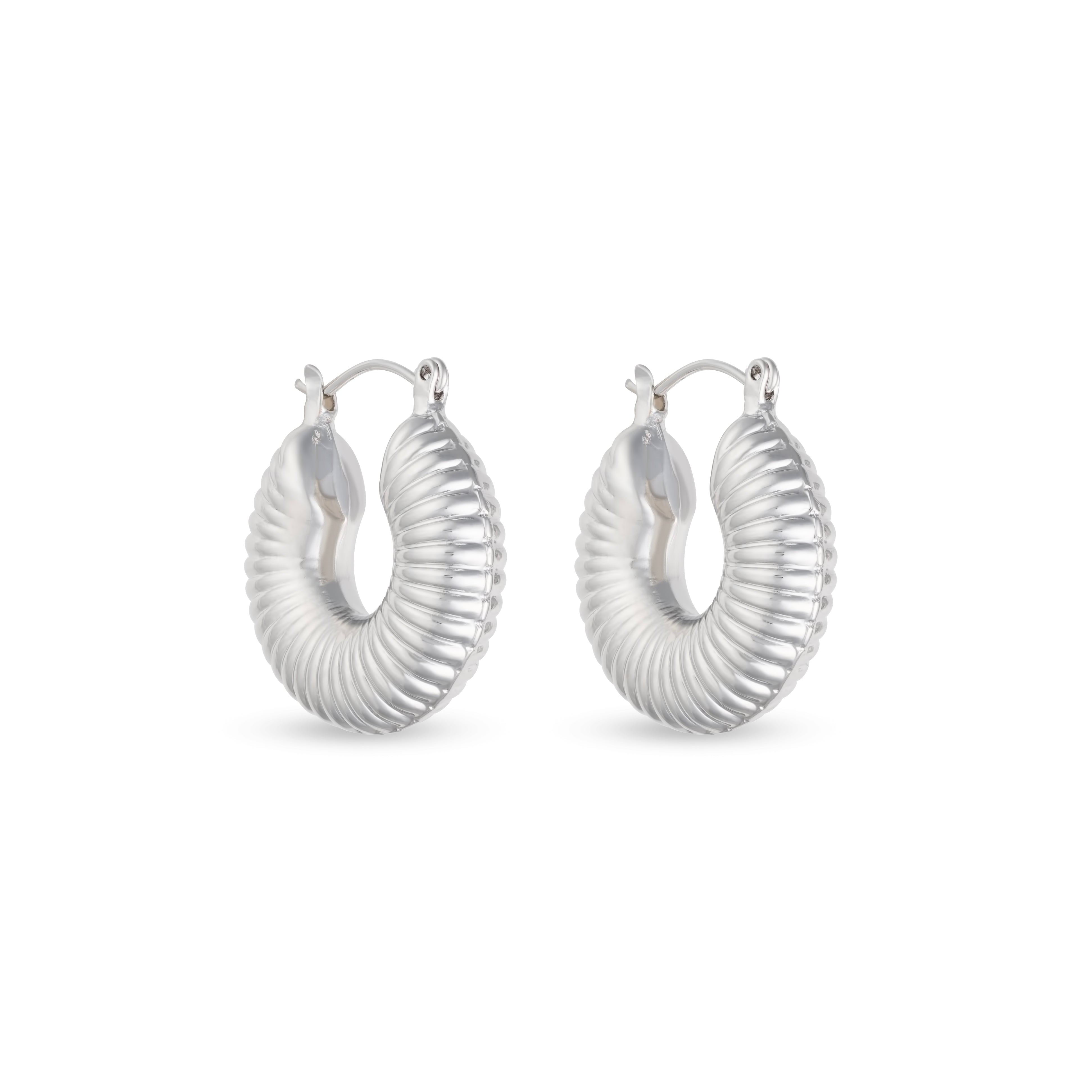 Cora Textured Hoop Earrings, 25MM White Gold and Yellow Gold