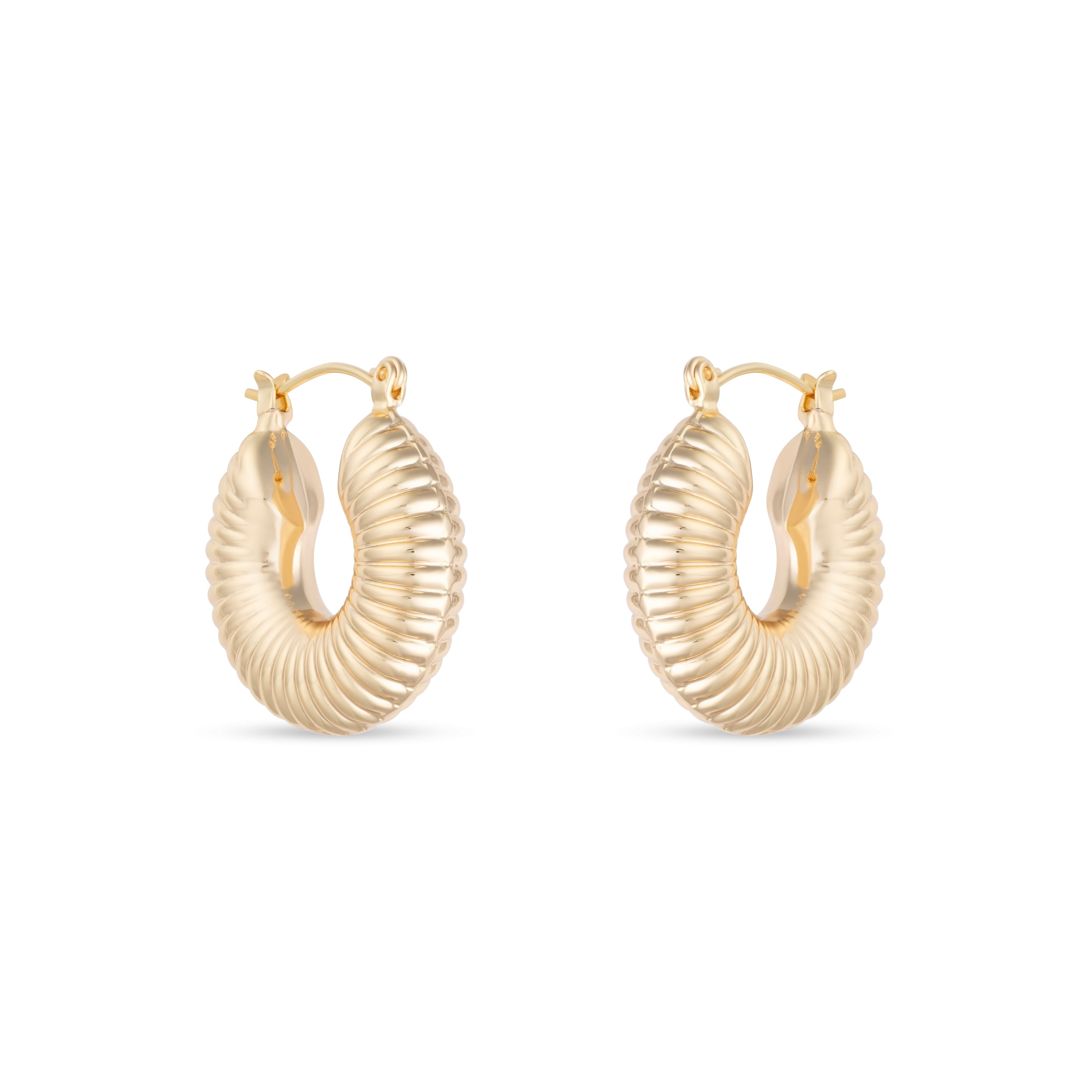 Cora Textured Hoop Earrings, 25MM White Gold and Yellow Gold