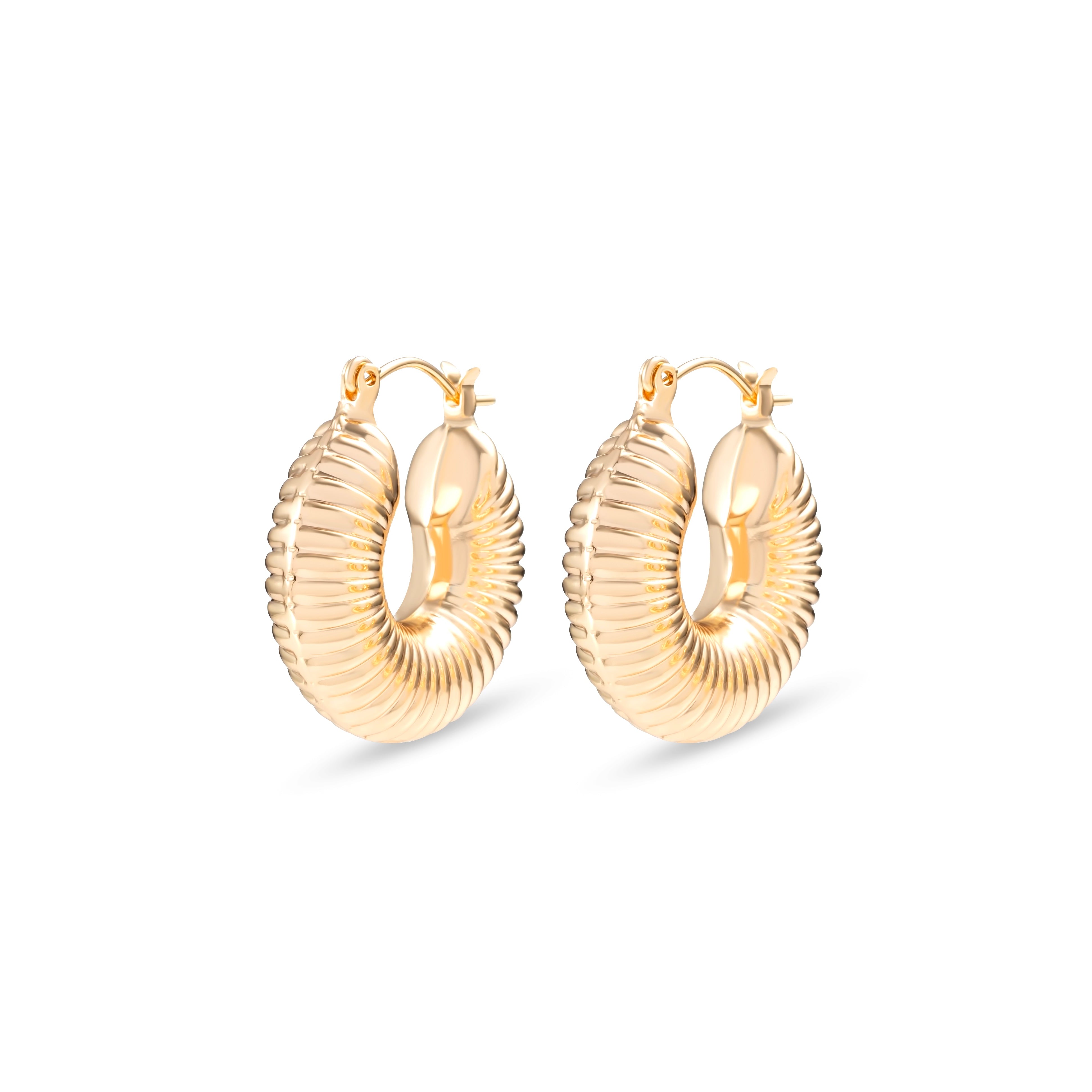 Cora Textured Hoop Earrings, 25MM White Gold and Yellow Gold