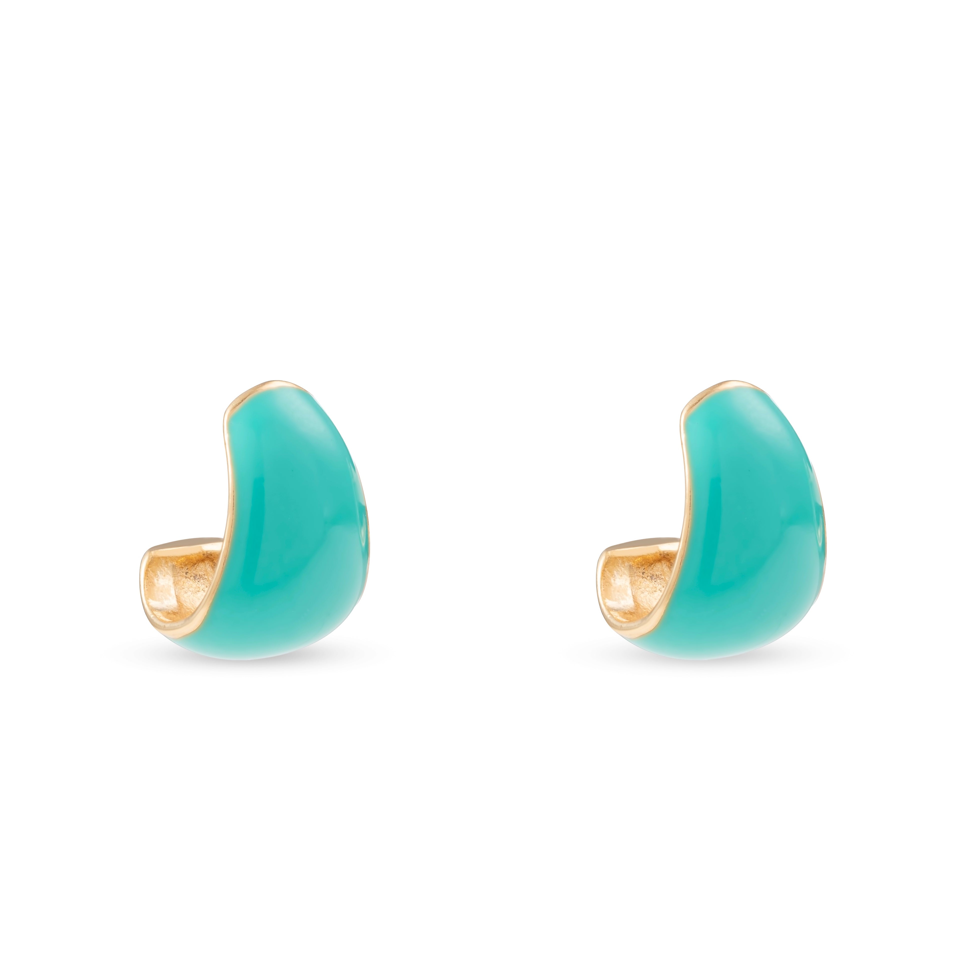 Retro Crescent Huggie Hoop Earrings, Pink, Sky Blue, Turquoise, Neon Yellow