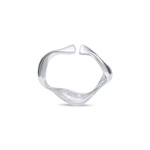 Squiggle Open Ring, White Gold