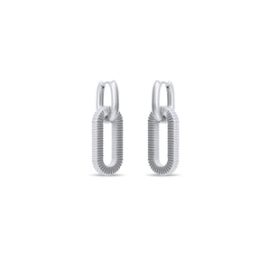 Double Drop Hammered Hoop Earrings, White Gold