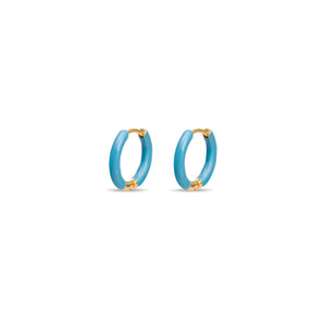 Colorblock Huggie Hoop Earrings, Ocean Blue