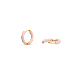 Colorblock Huggie Hoop Earrings, Pink