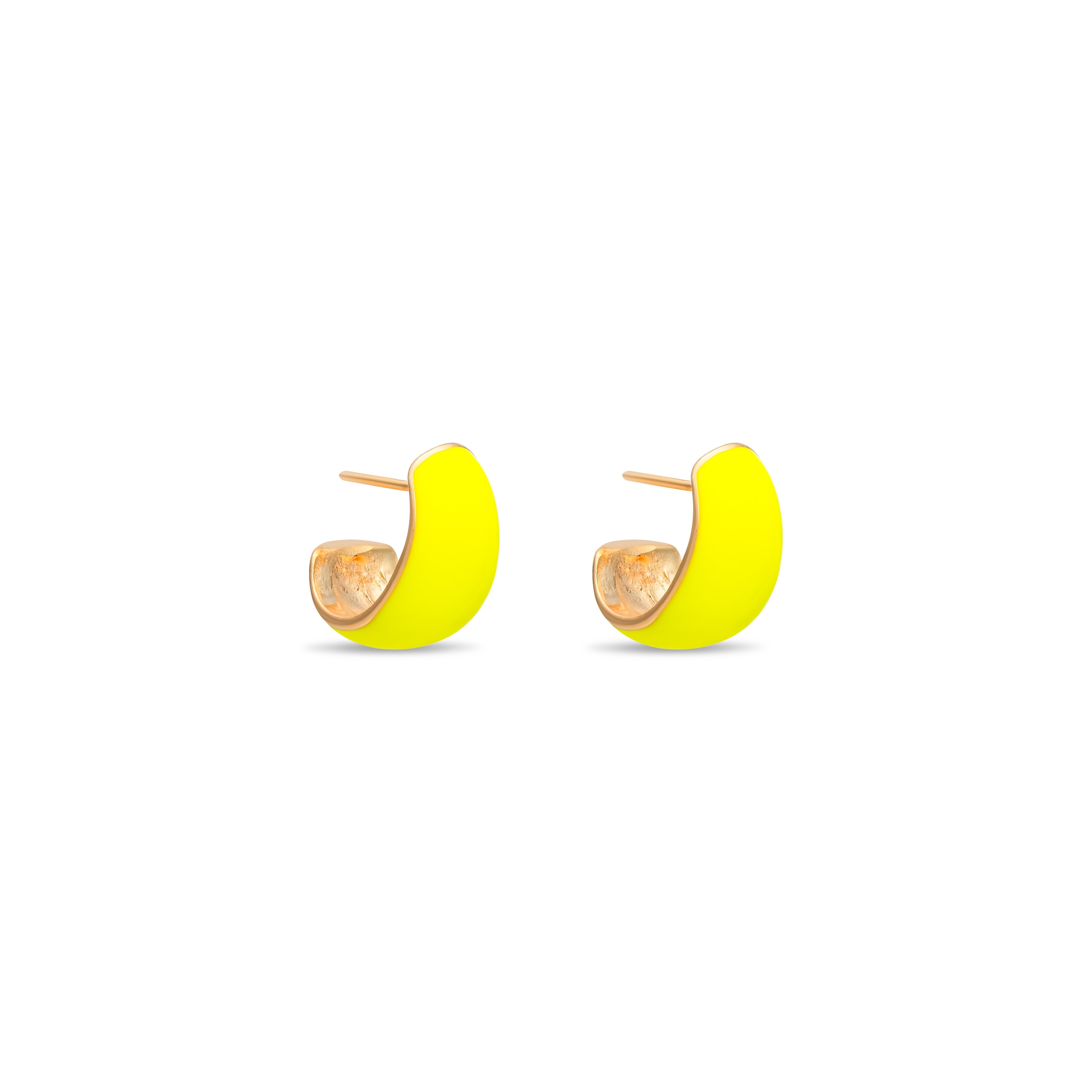 Retro Crescent Huggie Hoop Earrings, Pink, Sky Blue, Turquoise, Neon Yellow
