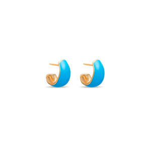 Retro Crescent Huggie Hoop Earrings, Sky Blue
