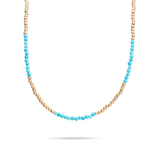 Mini Gold Bead and Turquoise Necklace