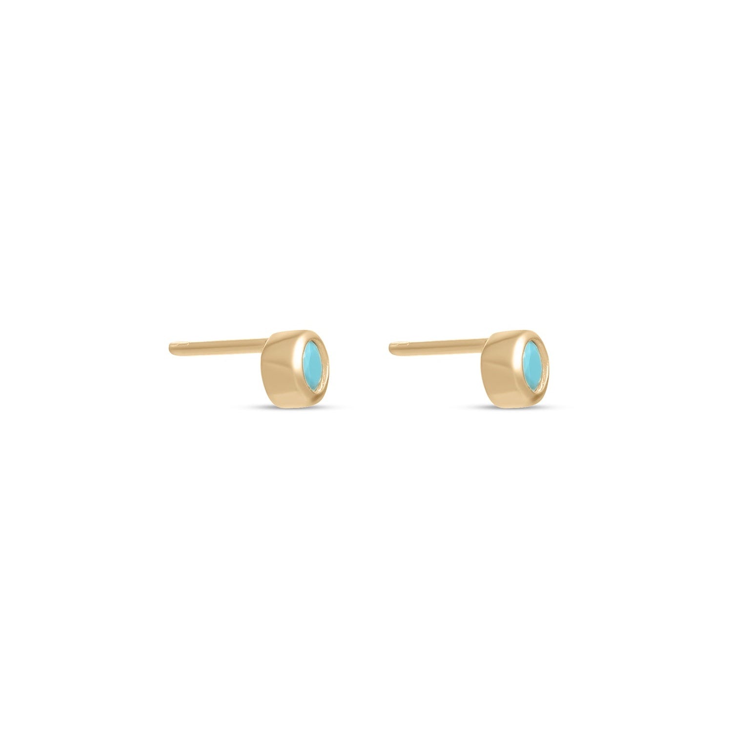 Turquoise Yellow Gold Studs