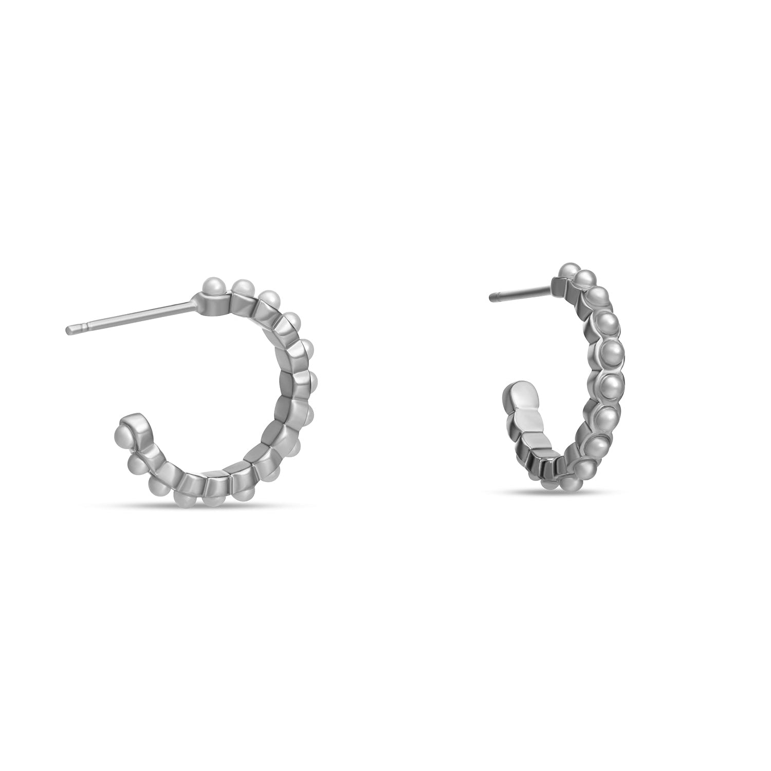 White Gold Pearl Pave Hoop Earrings
