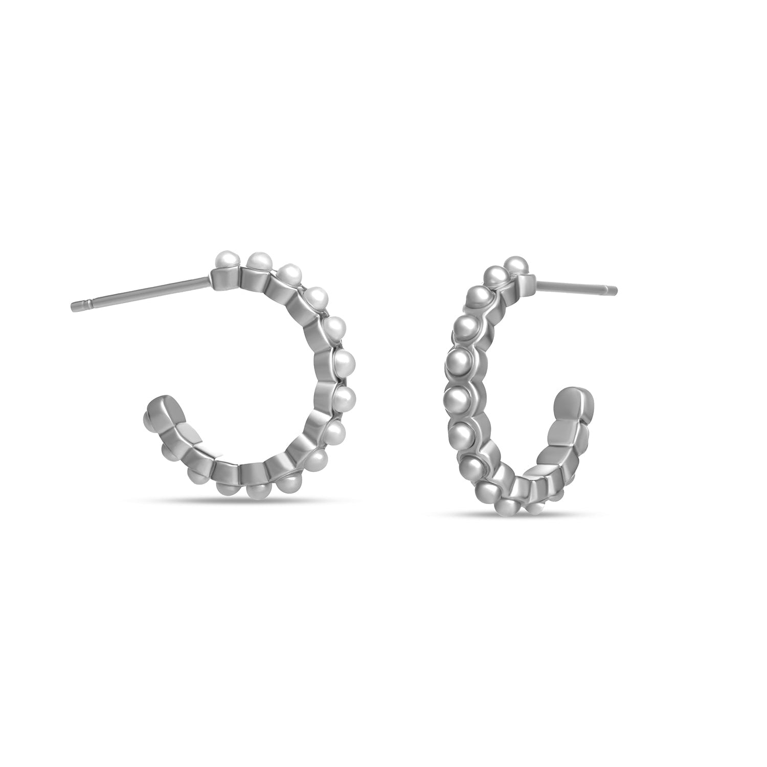 White Gold Pearl Pave Hoop Earrings