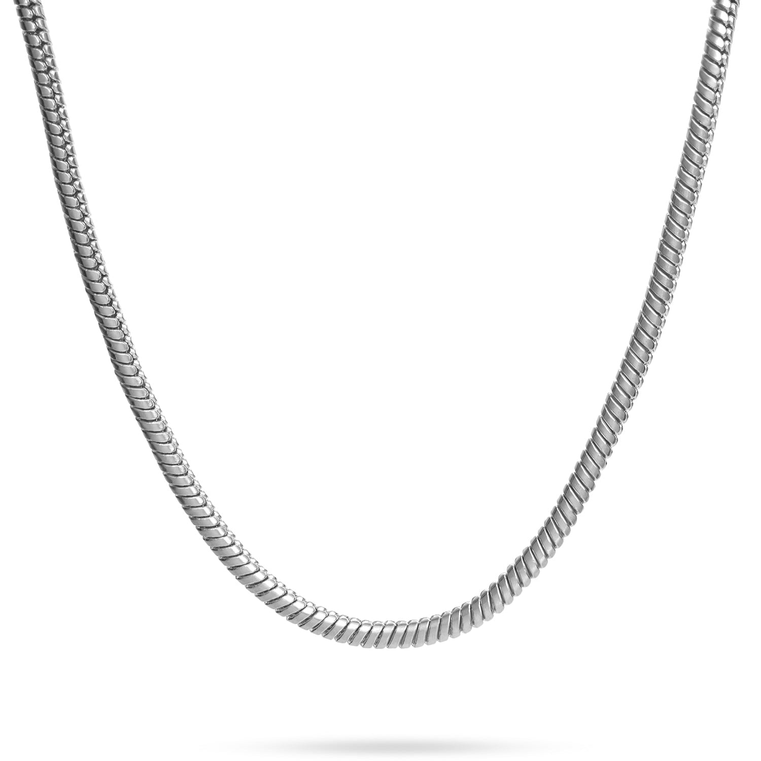 Round Snake Chain Necklace, Yellow & White Gold 16" and 18"