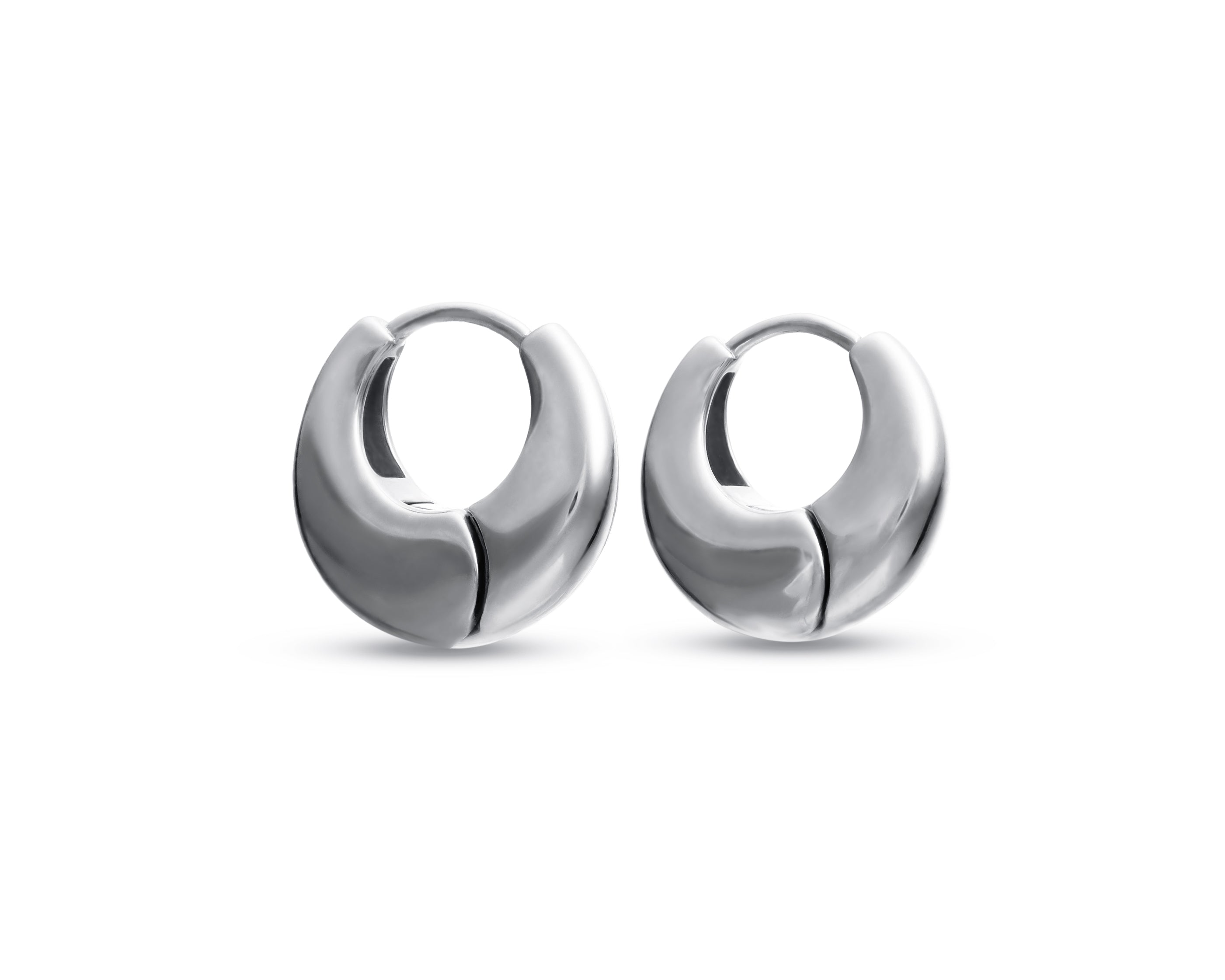 Mini Crescent Hoop Earrings, Yellow and White Gold