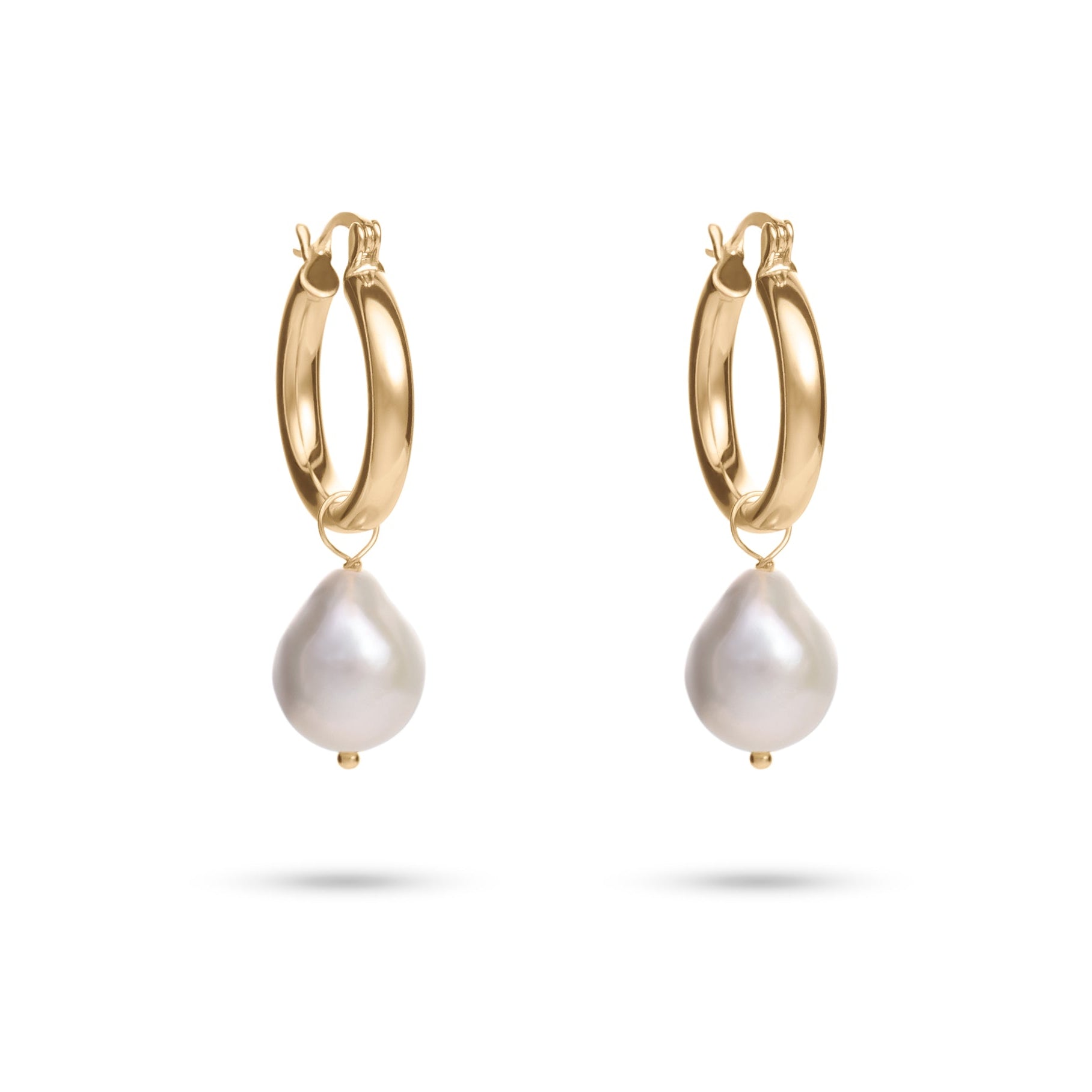 Pearl Drop Hoop Earrings