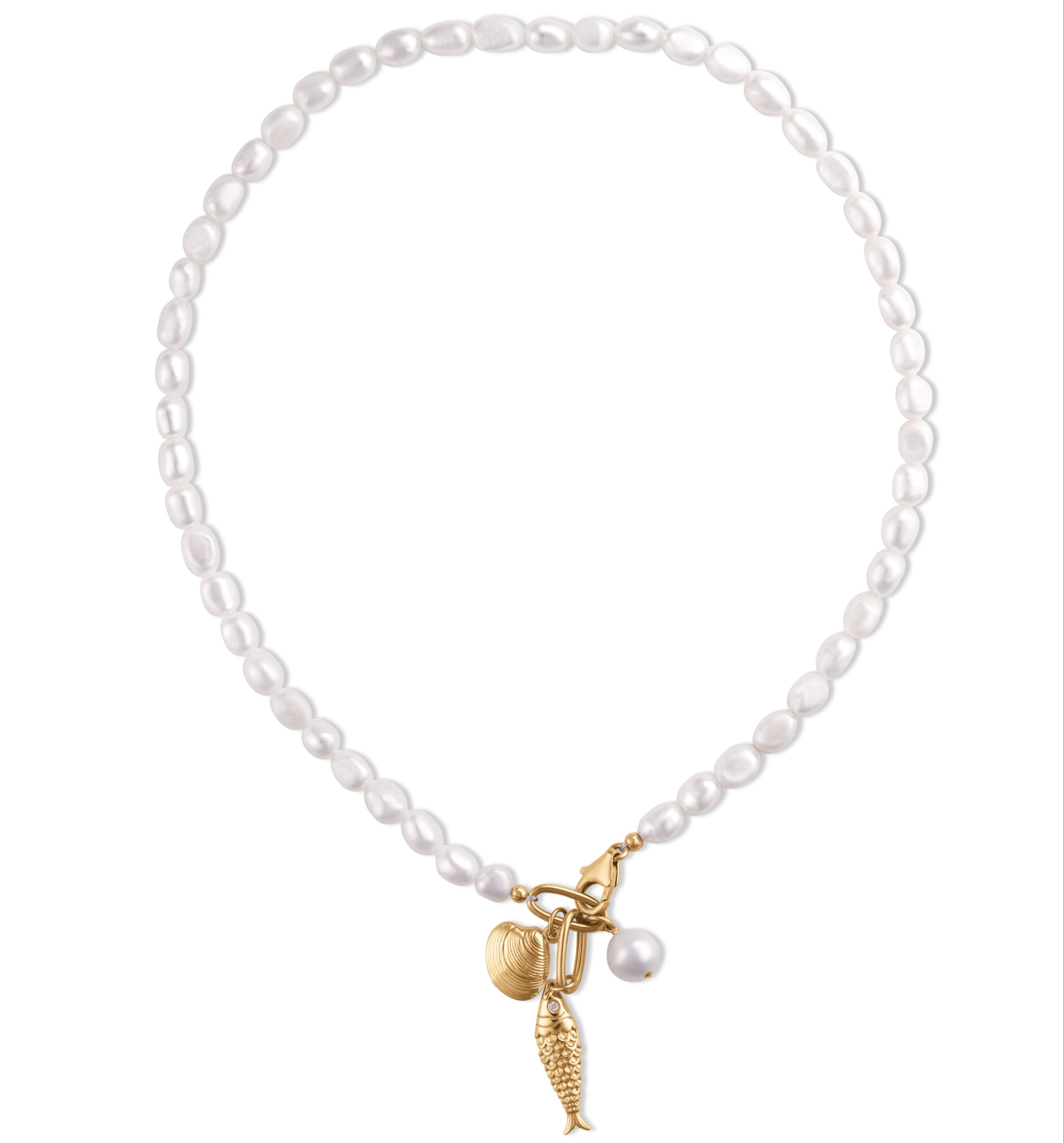 Pearl Necklace With Charm Pendants I