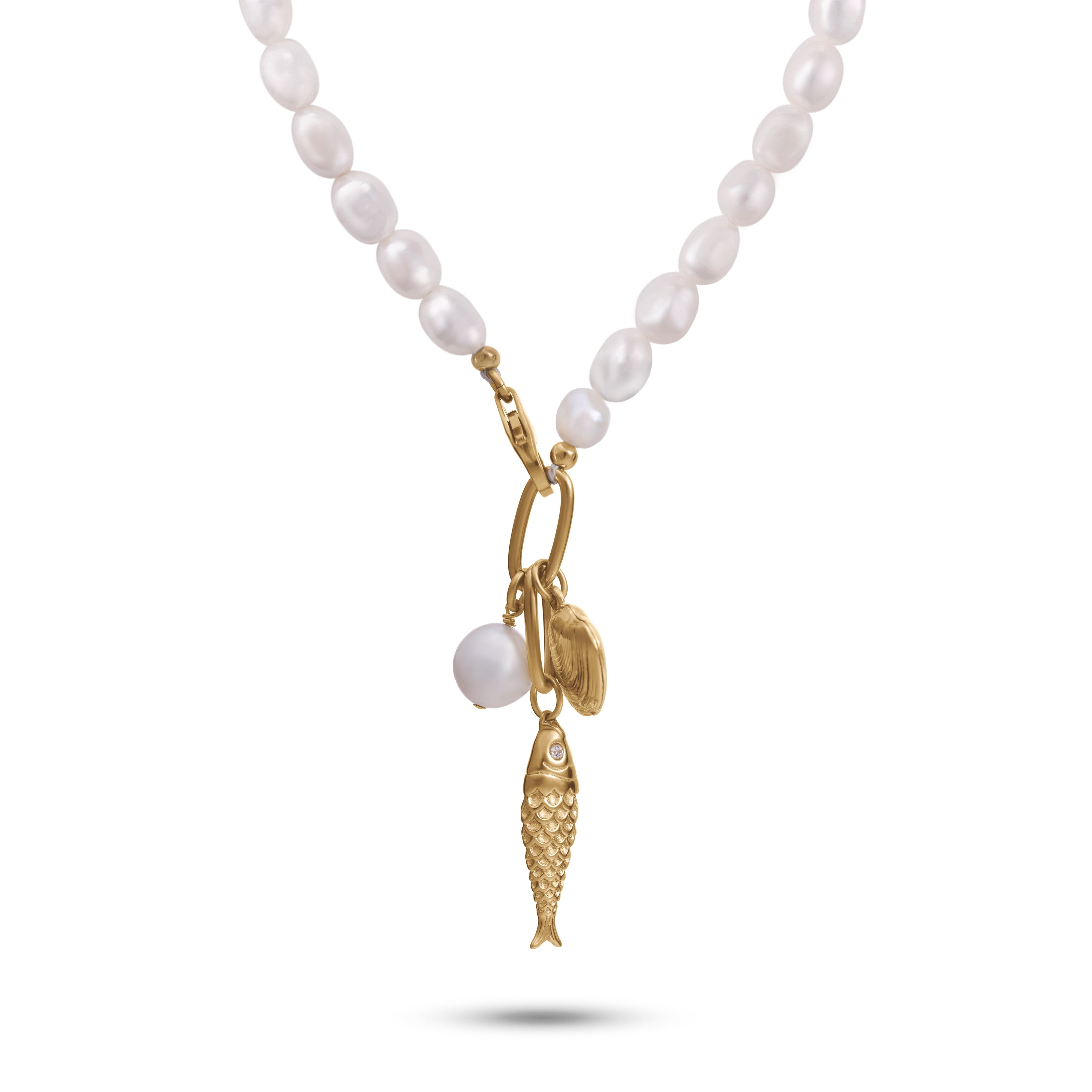 Pearl Necklace With Charm Pendants I