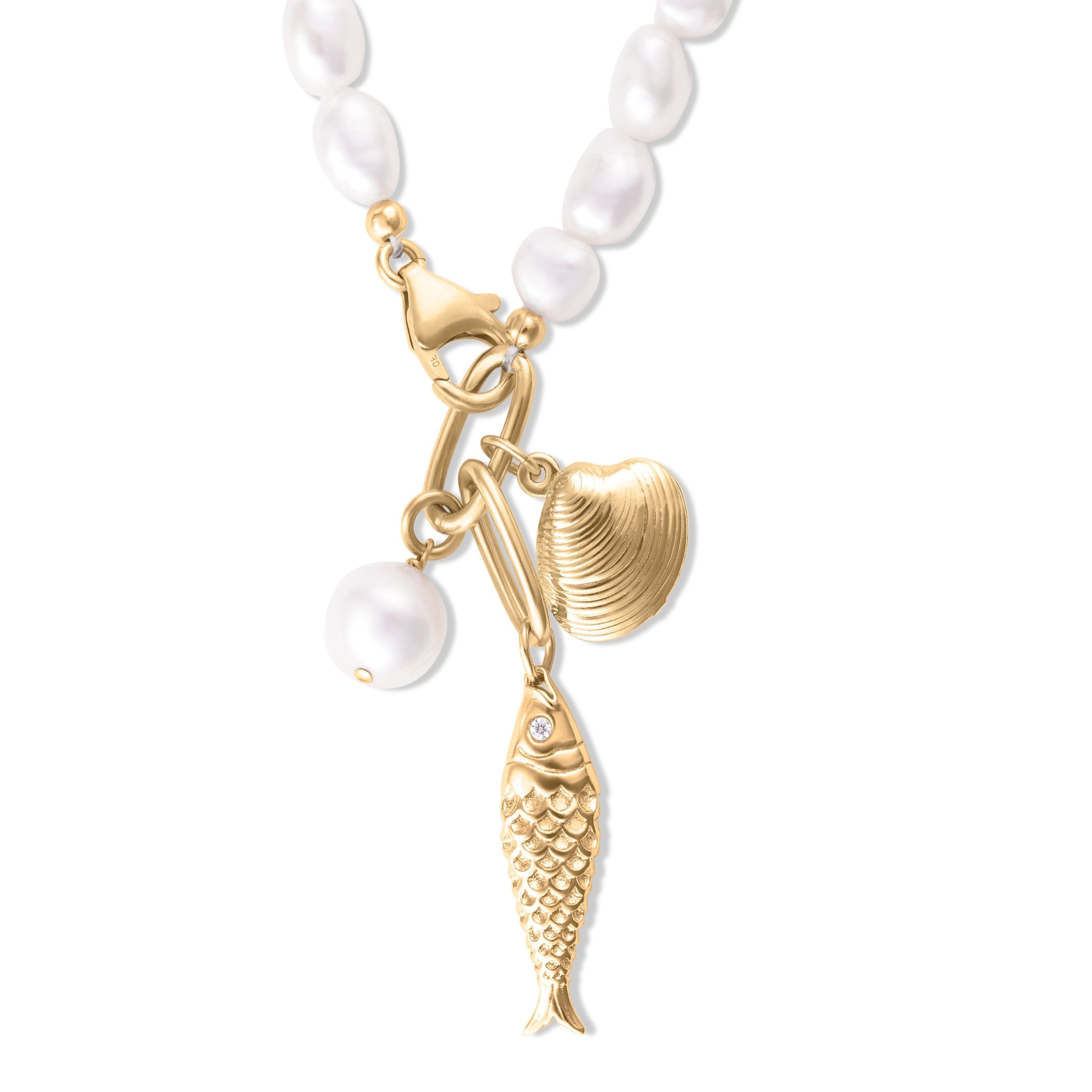 Pearl Necklace With Charm Pendants I