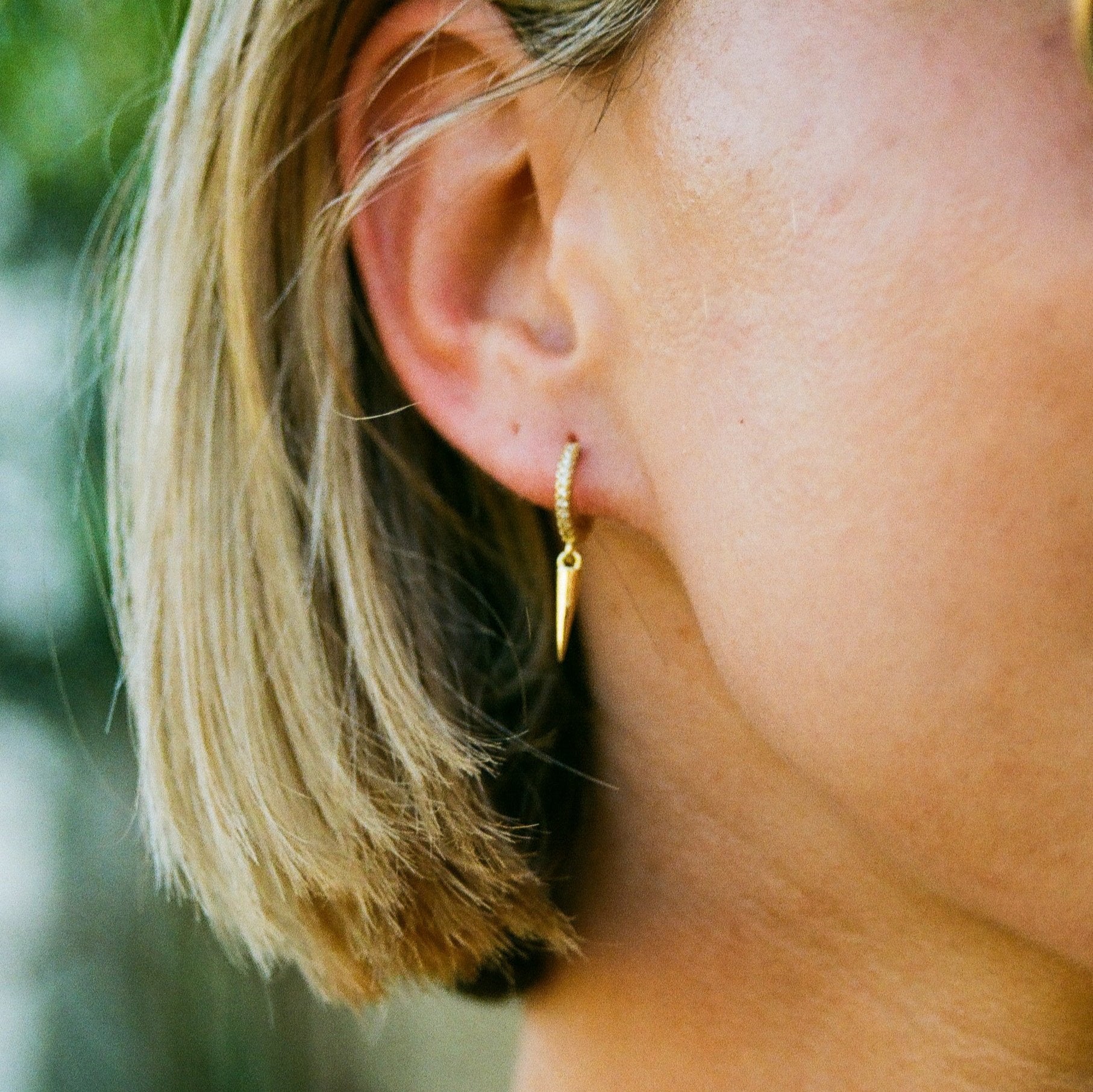 Mini Huggie Hoop Dagger Earrings