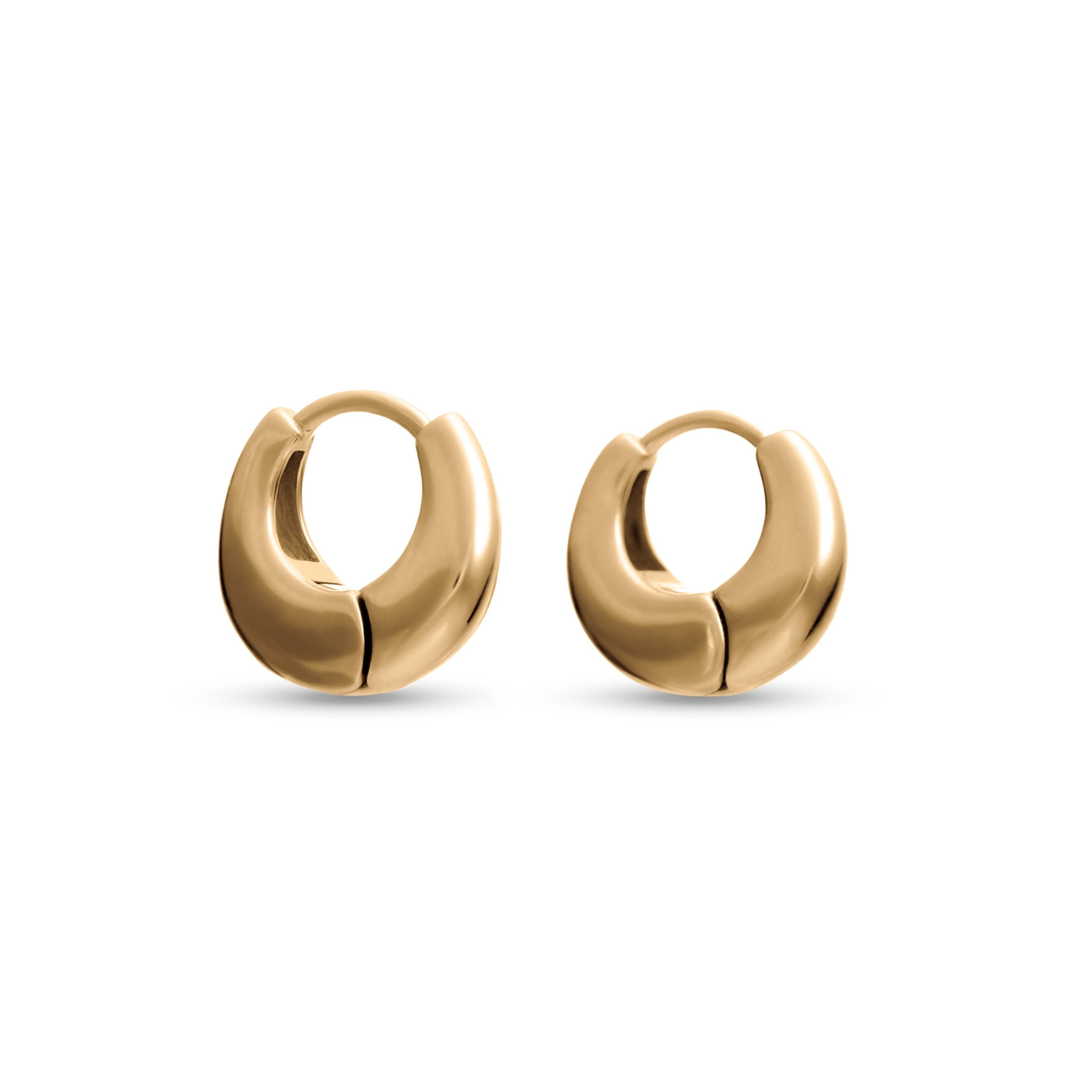 Mini Crescent Hoop Earrings, Yellow and White Gold