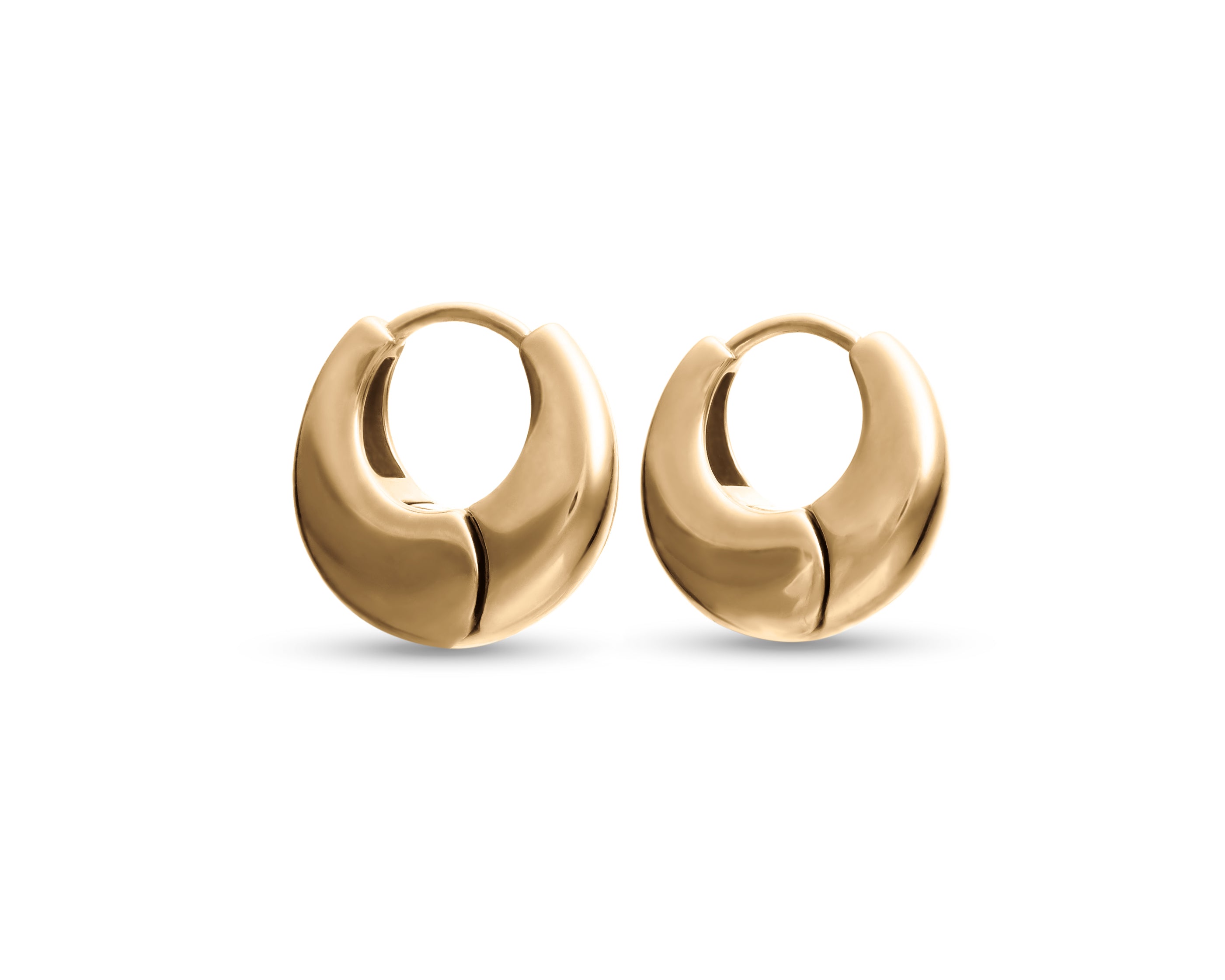Mini Crescent Hoop Earrings, Yellow and White Gold