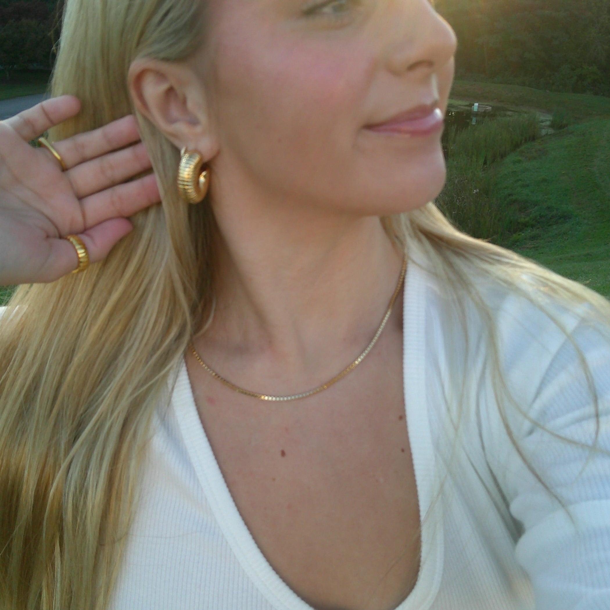 Cora Textured Hoop Earrings, 30MM