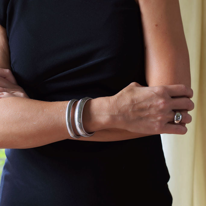 Classic Elastic Bracelet, Yellow and White Gold