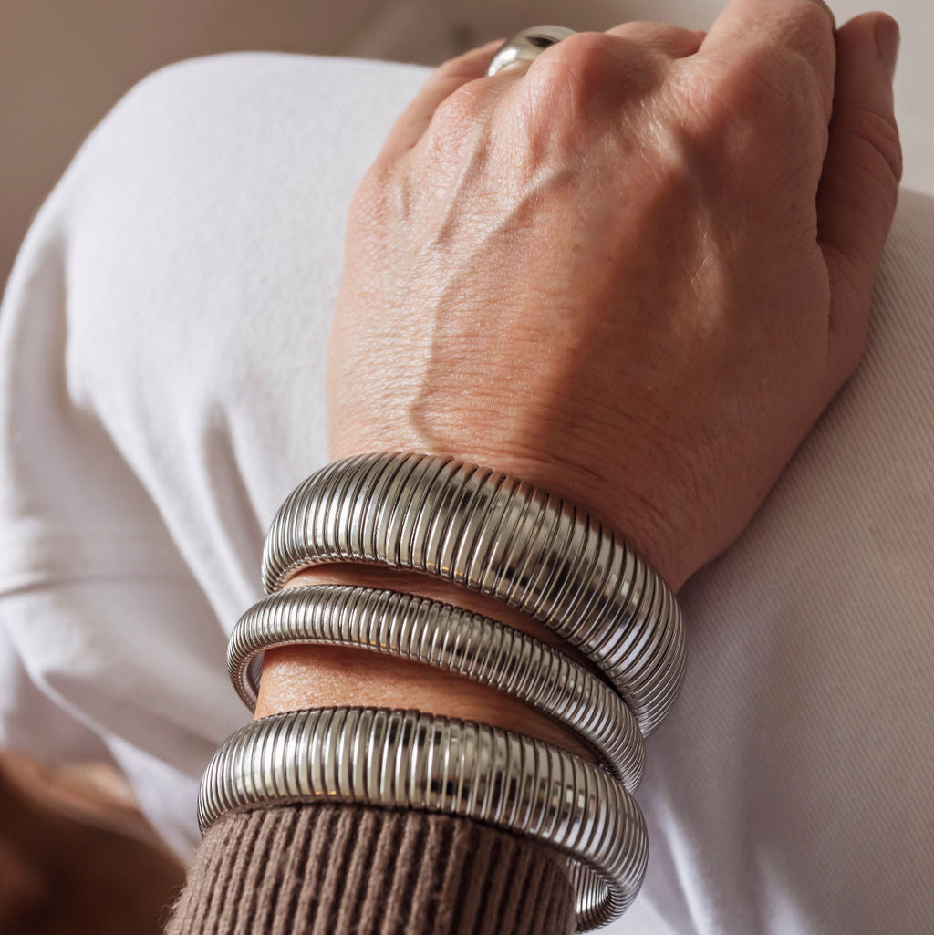Classic Elastic Bracelet, Yellow and White Gold