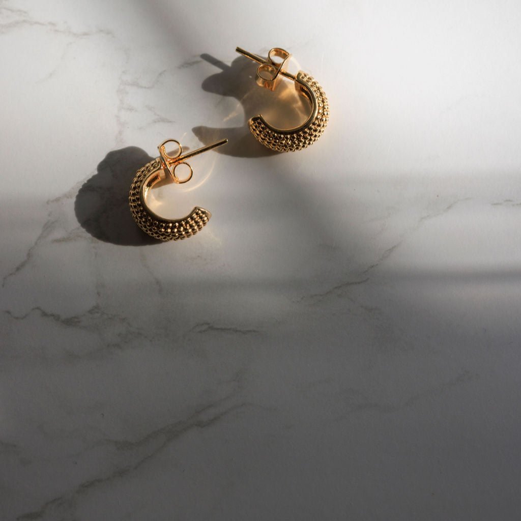 Cora Textured Gold Huggie Earrings