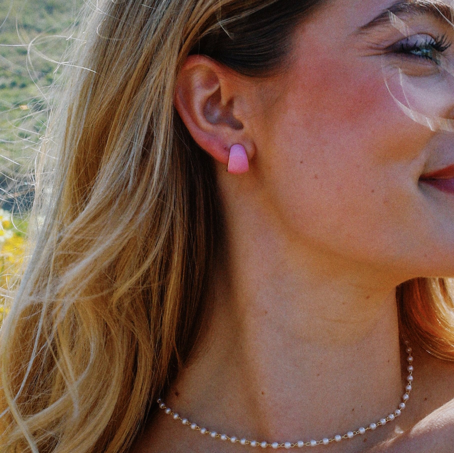 Retro Crescent Huggie Hoop Earrings, Pink, Sky Blue, Turquoise, Neon Yellow