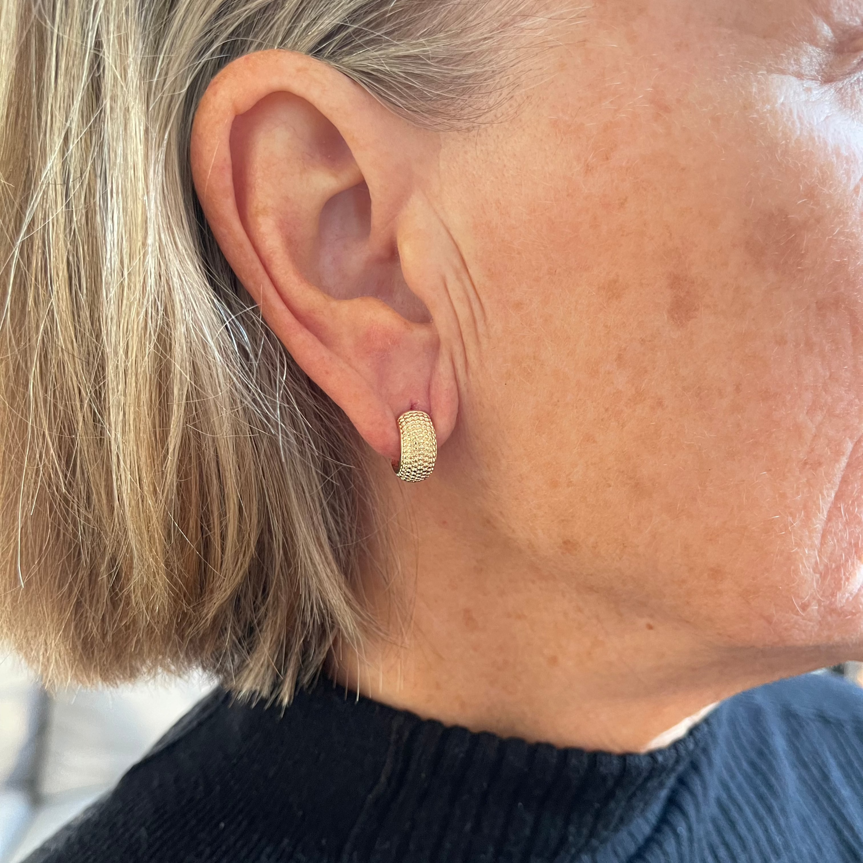 Cora Textured Gold Huggie Earrings