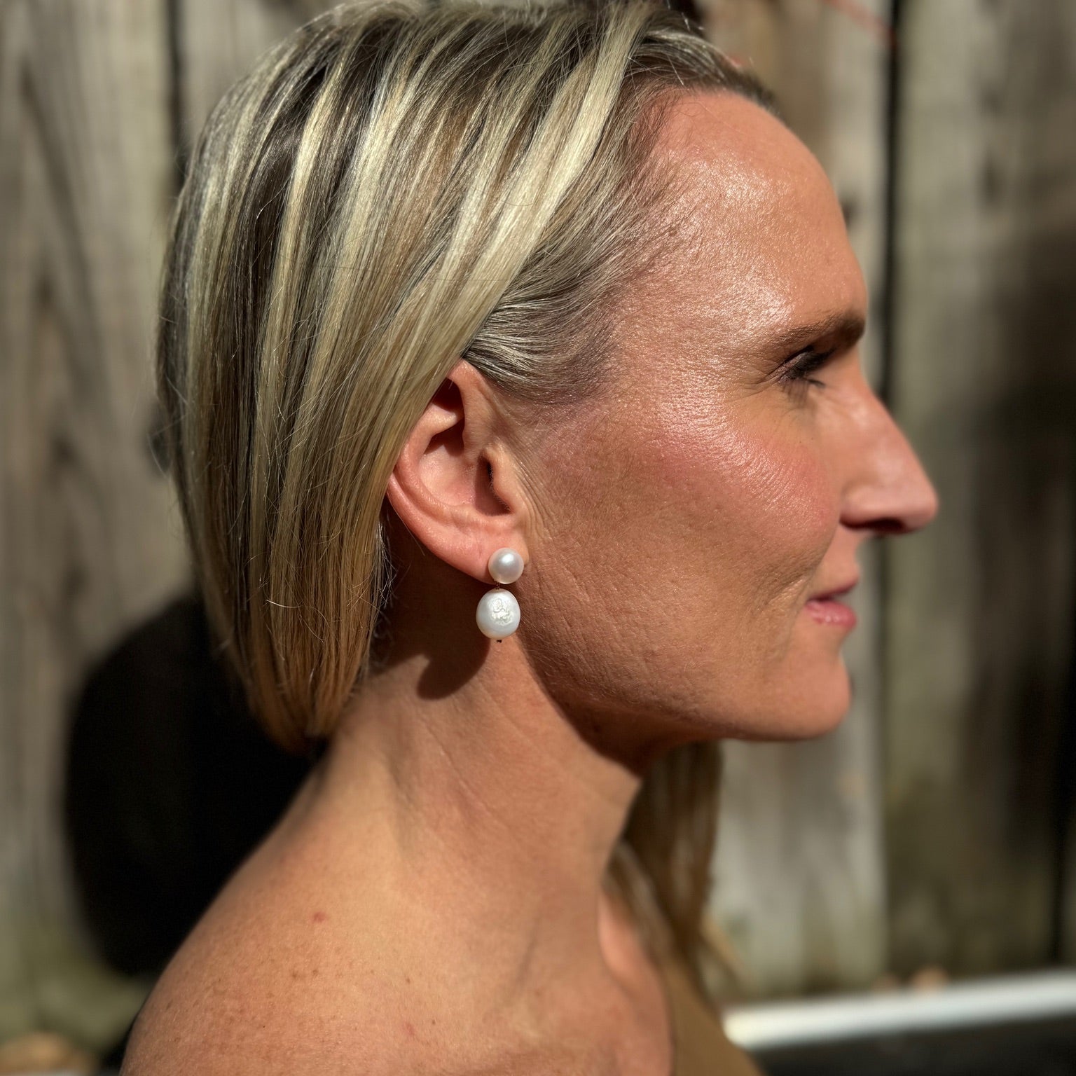 Double Pearl Drop Earrings