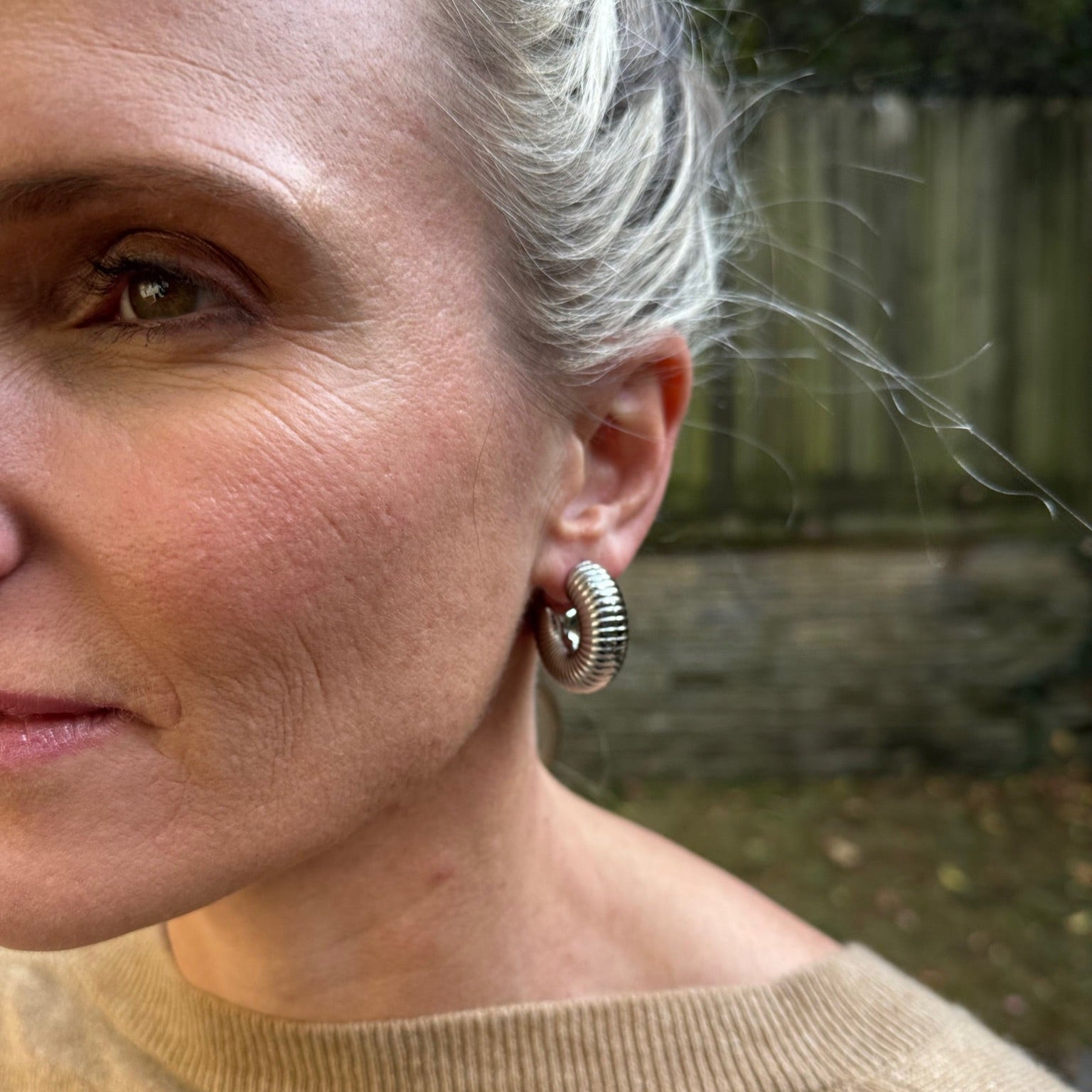 Cora Textured Hoop Earrings, 30MM