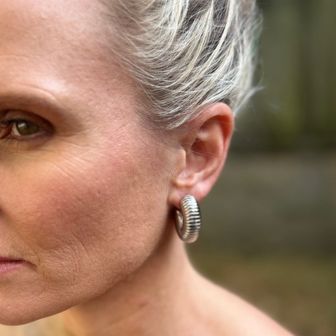 Cora Textured Hoop Earrings, 30MM