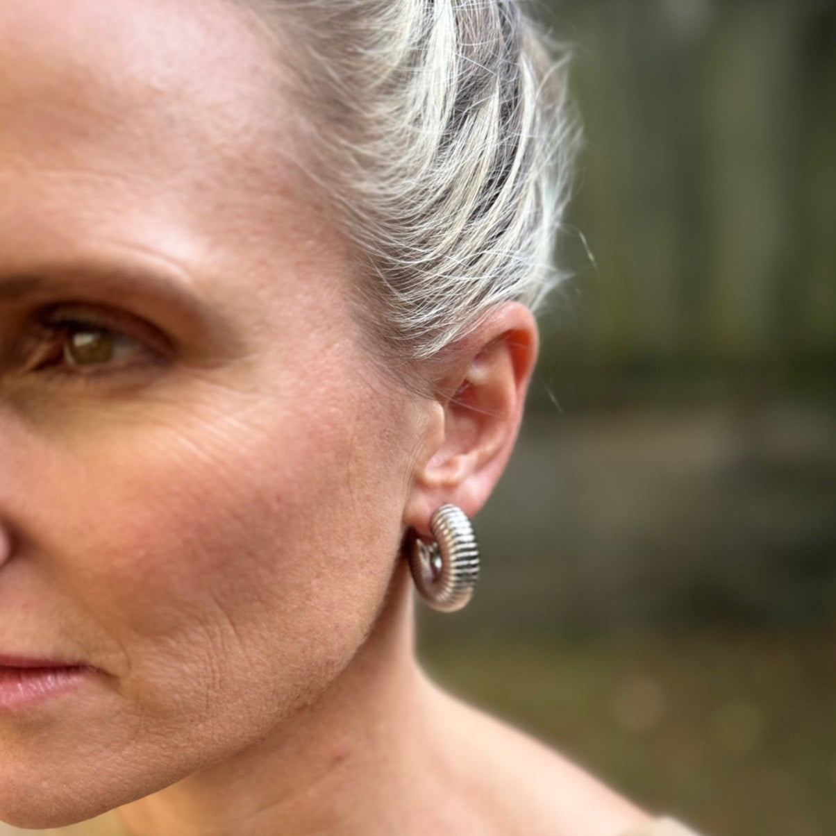 Cora Textured Hoop Earrings, 30MM