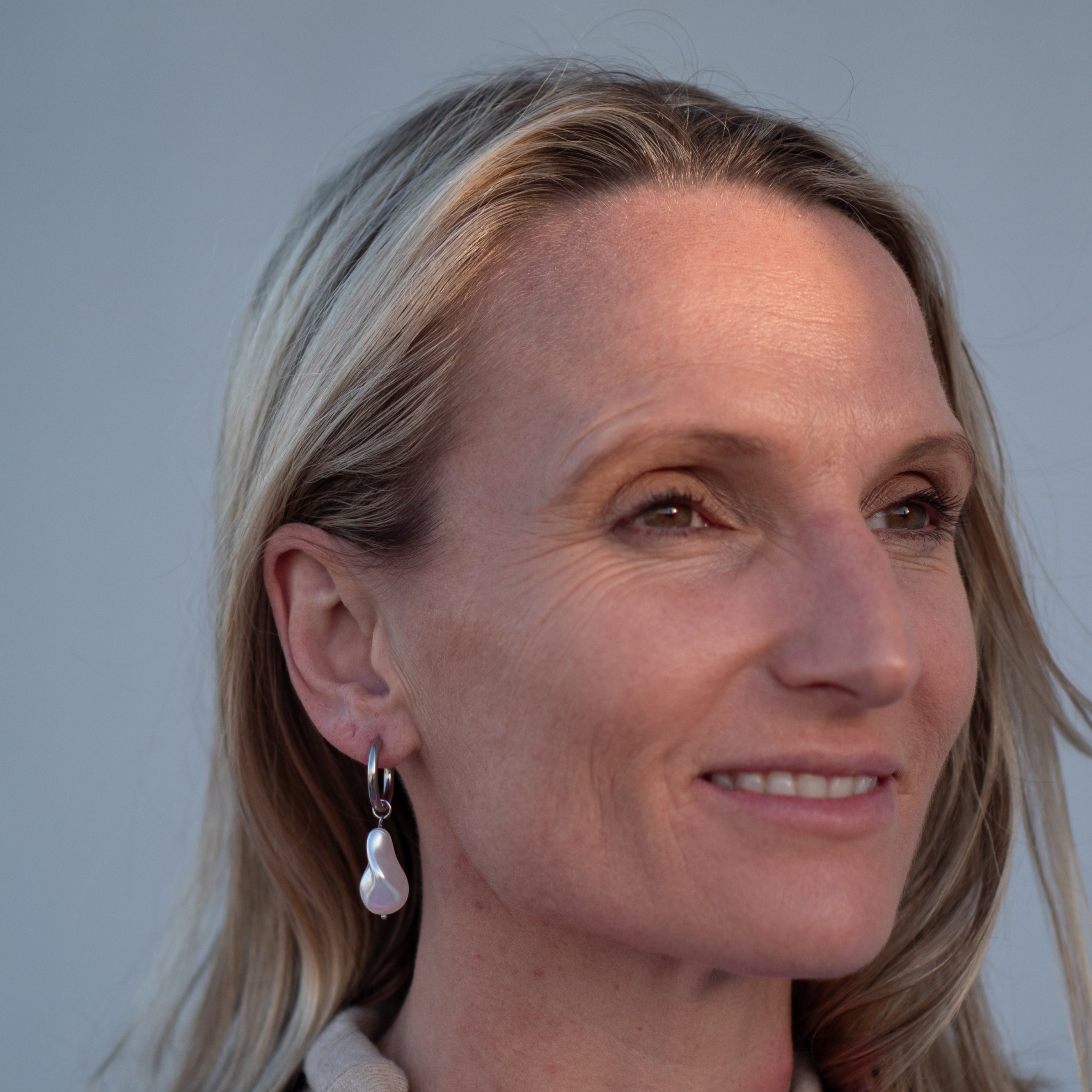 Large Organic Pearl Hoop Earrings