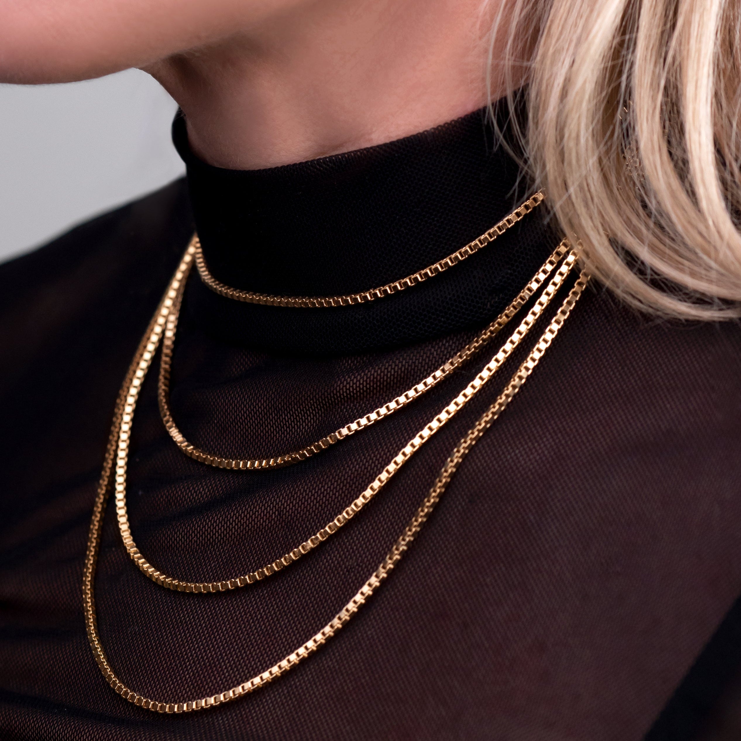 Box Chain Necklace, Yellow Gold
