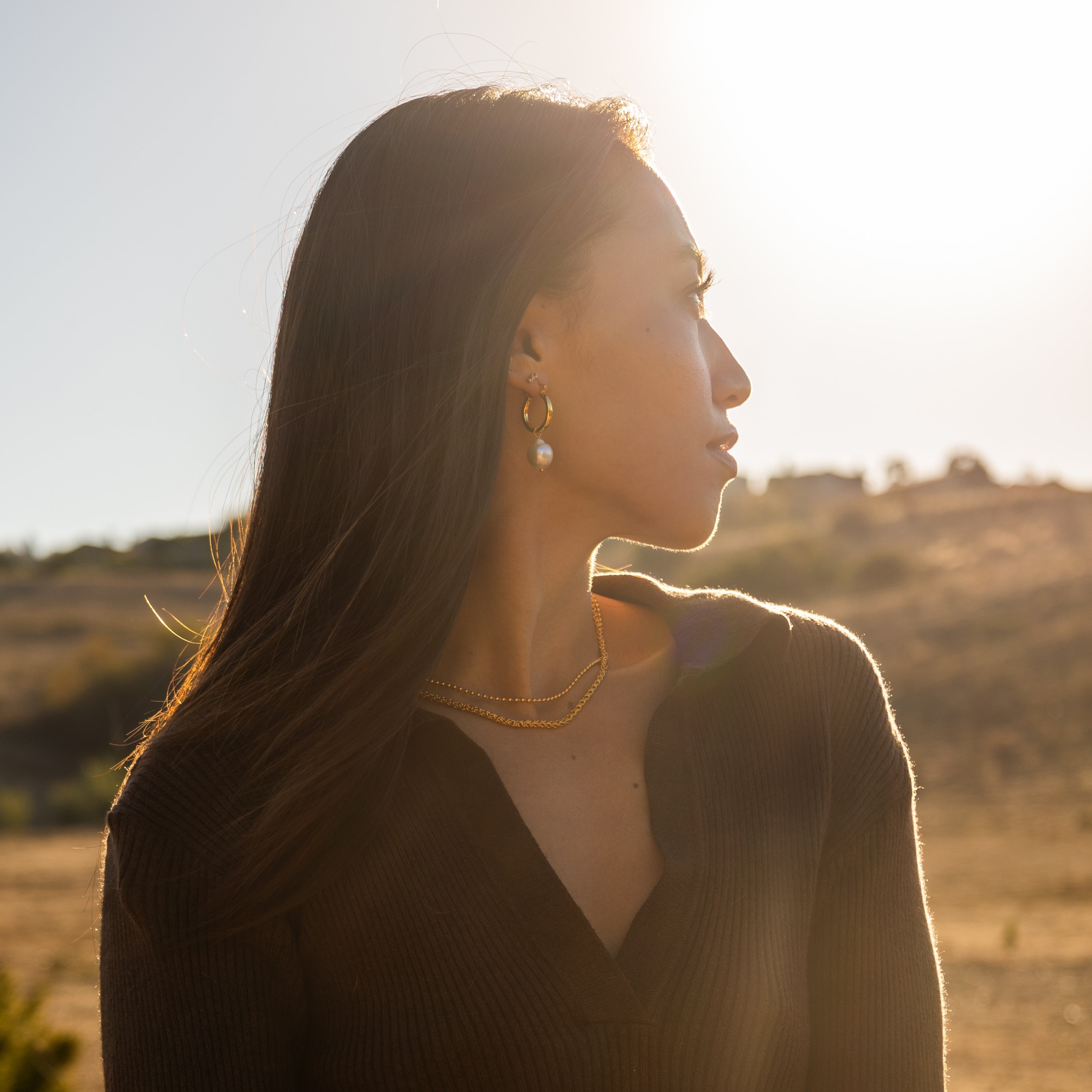 Hoop Drop Pearl Earrings