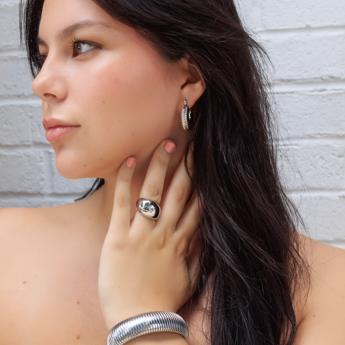 Classic Elastic Bracelet, Yellow and White Gold