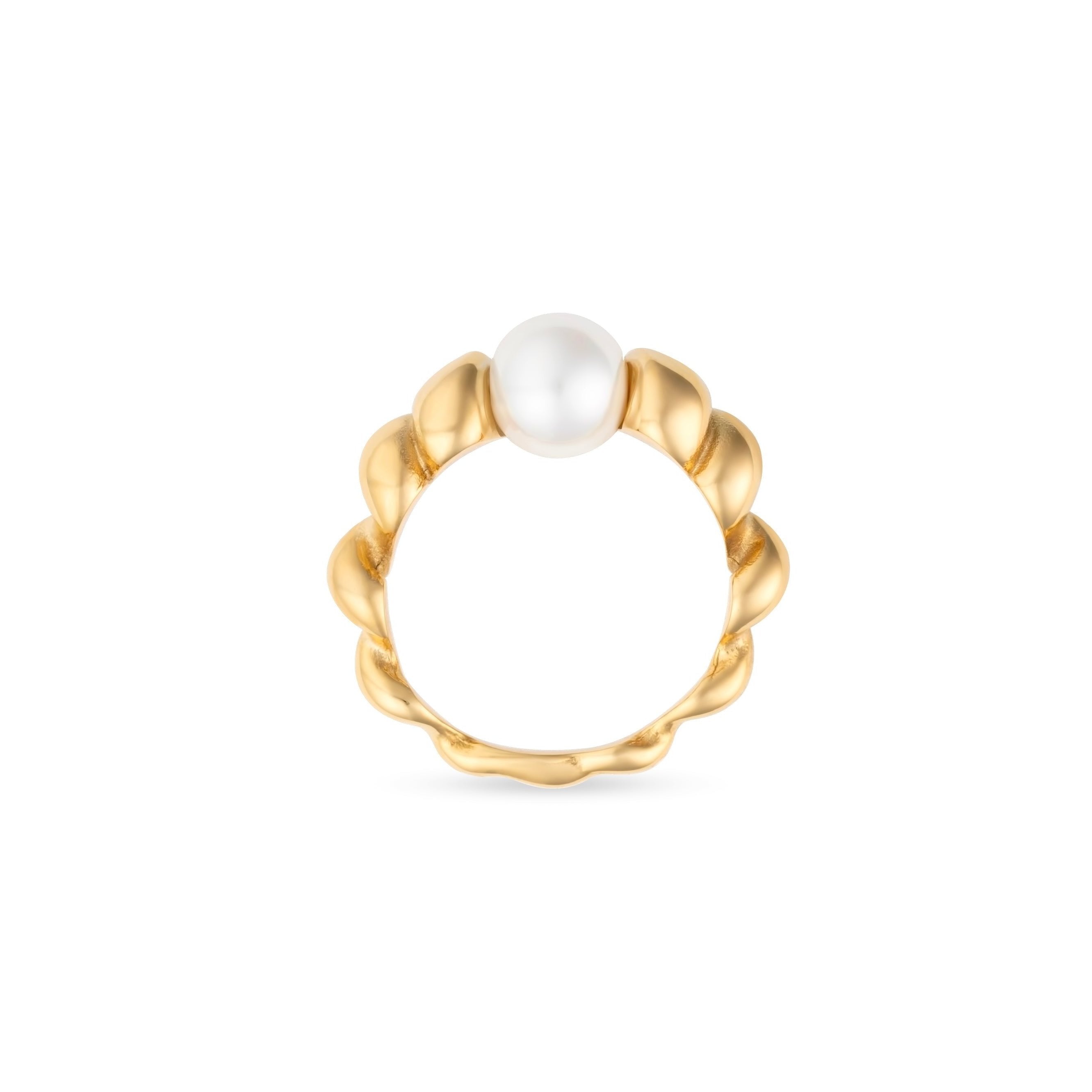 Croissant Pearl Ring, Yellow Gold