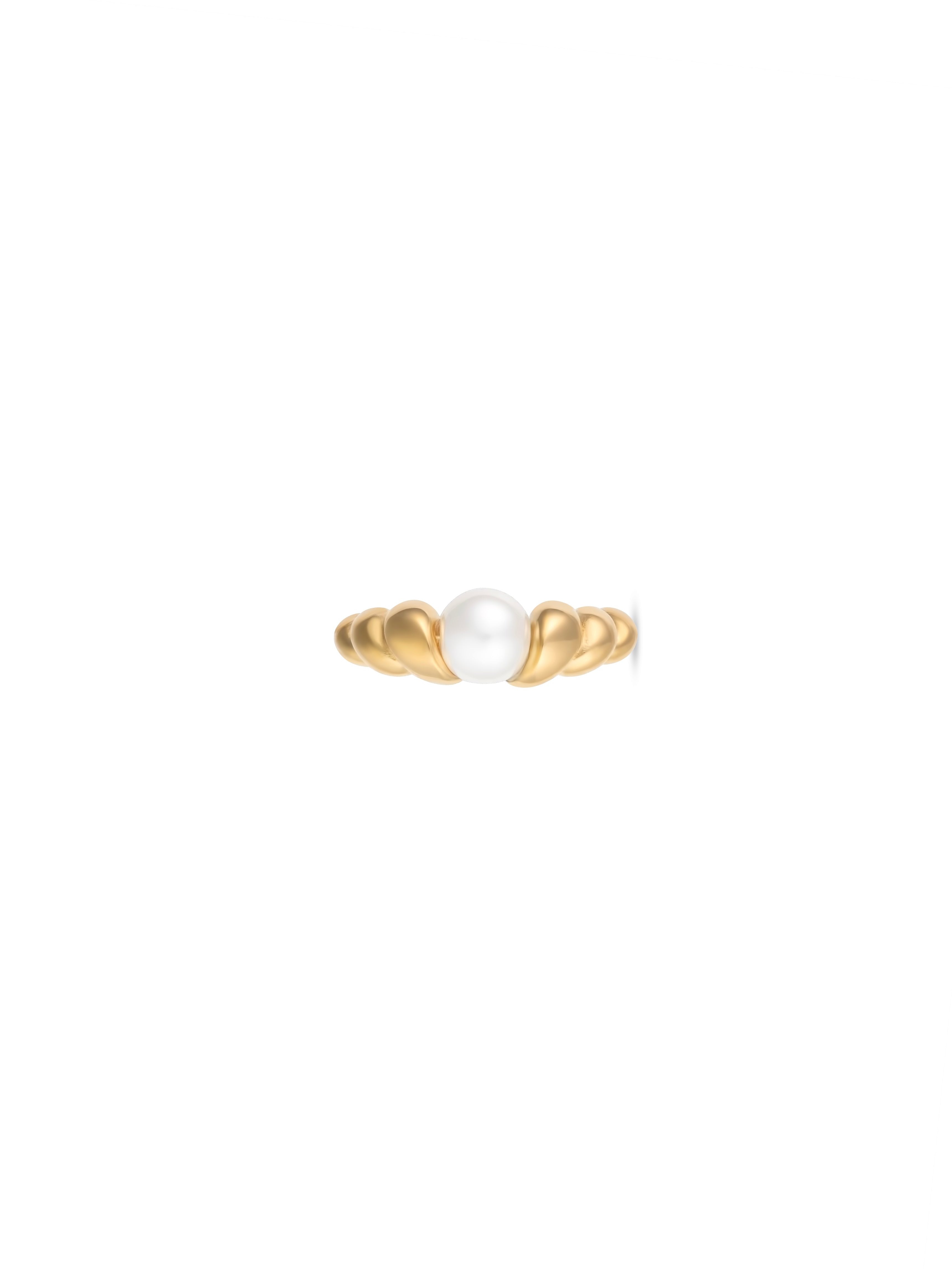 Croissant Pearl Ring, Yellow Gold