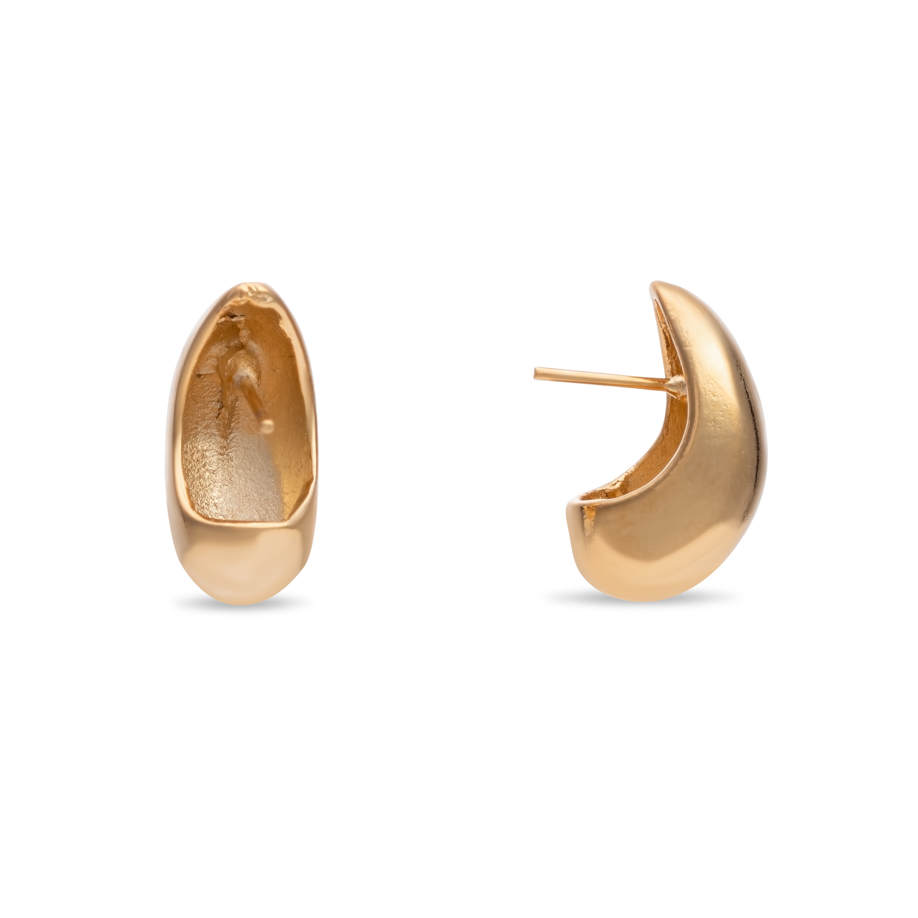 Bold Crescent Hoop Earrings, Yellow Gold
