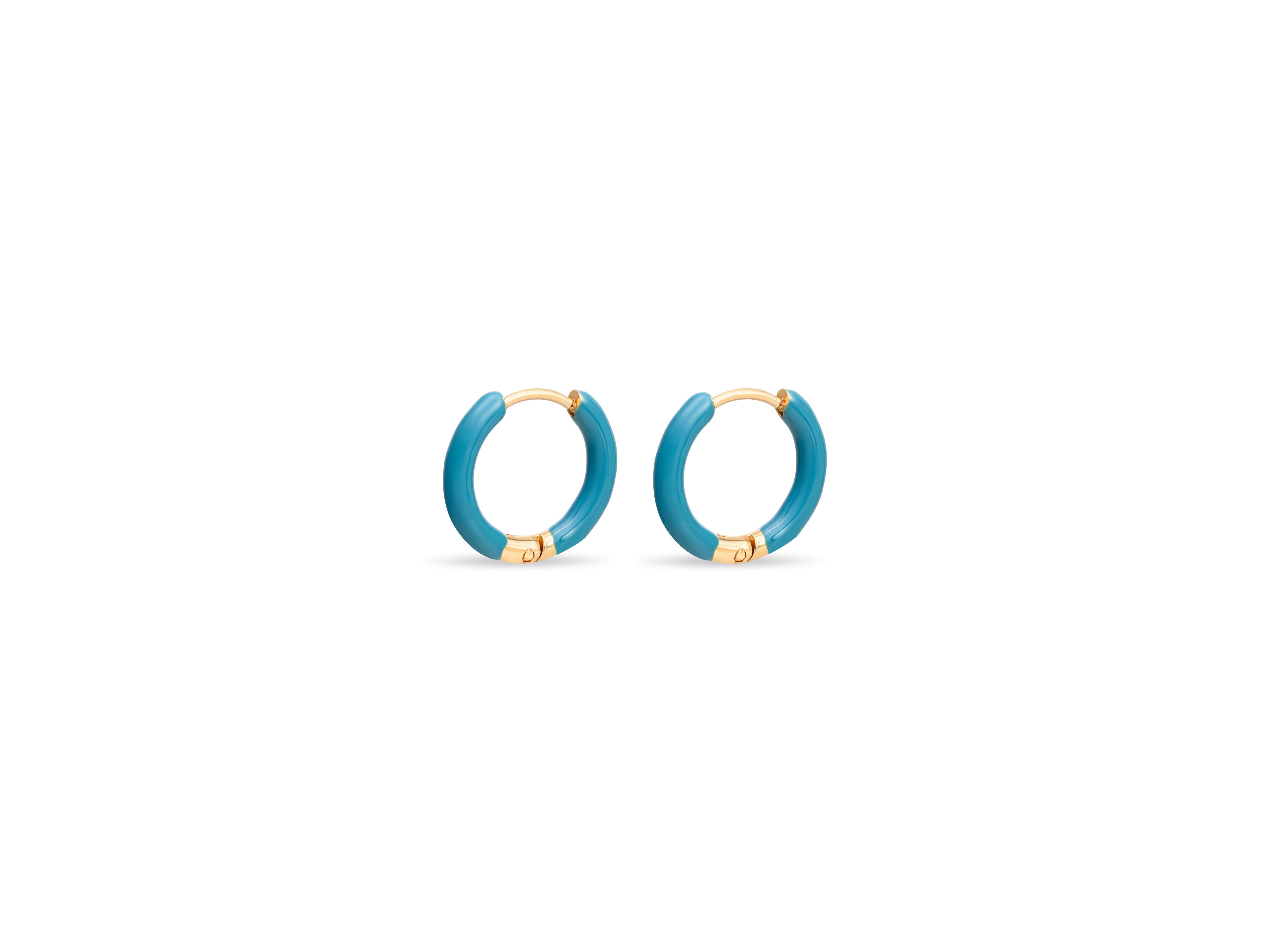 Colorblock Huggie Hoop Earrings, Ocean Blue