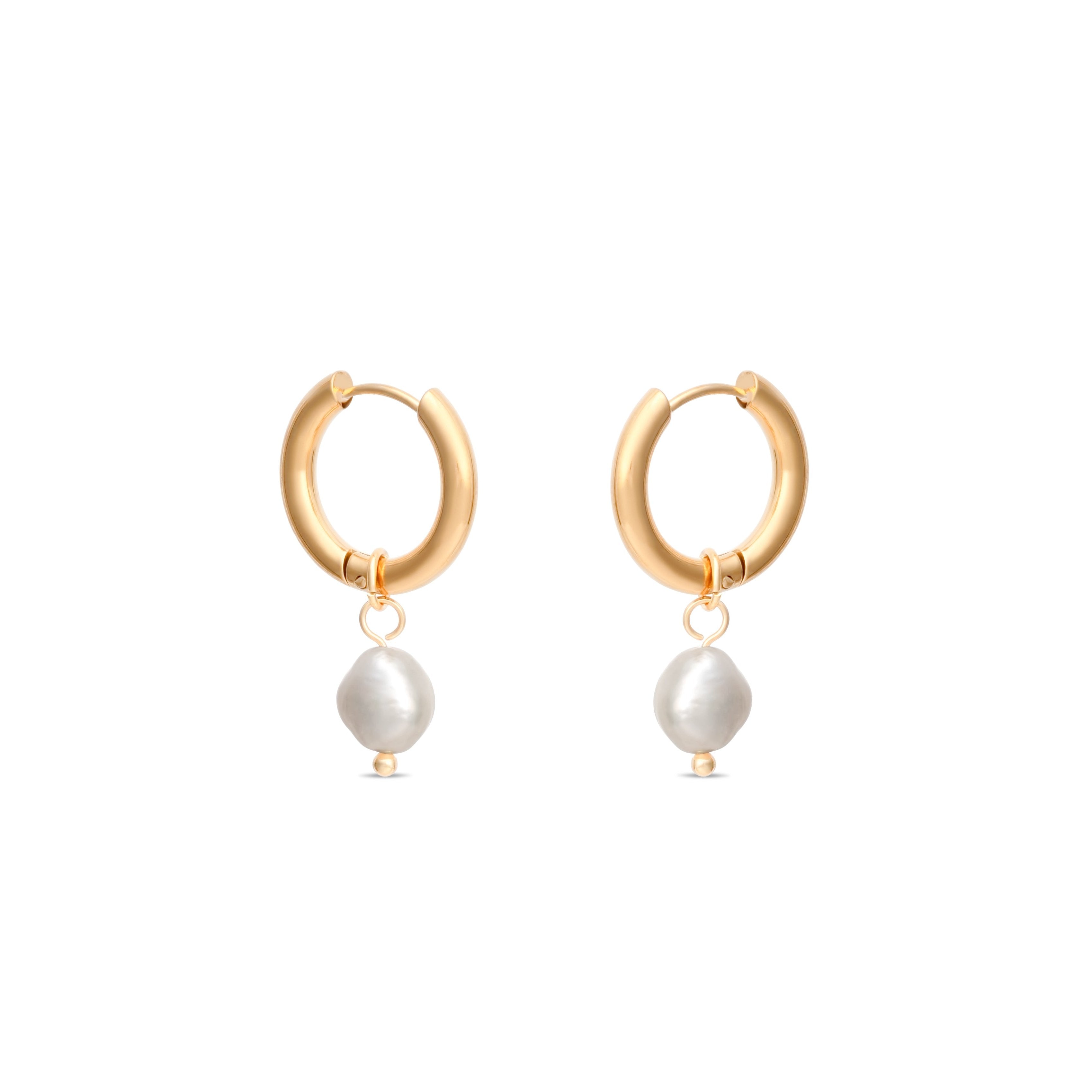 Hoop Drop Pearl Earrings