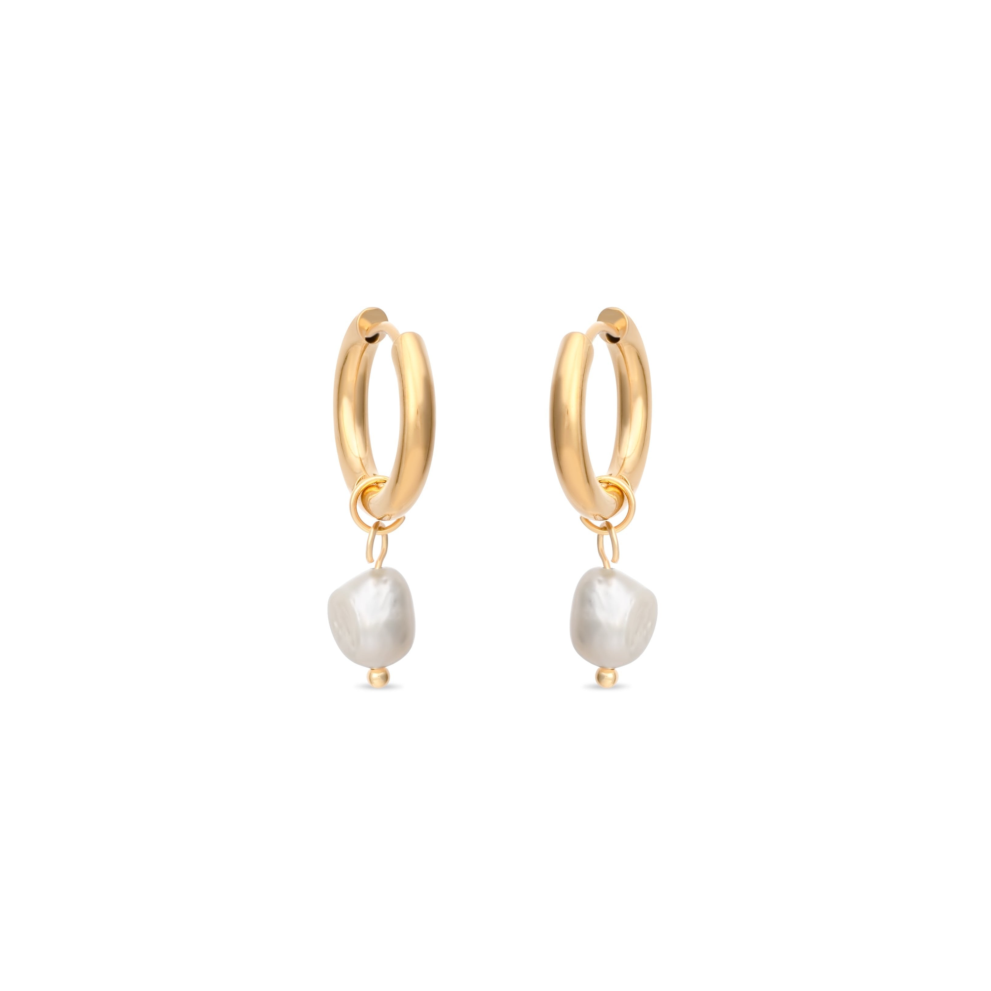 Hoop Drop Pearl Earrings