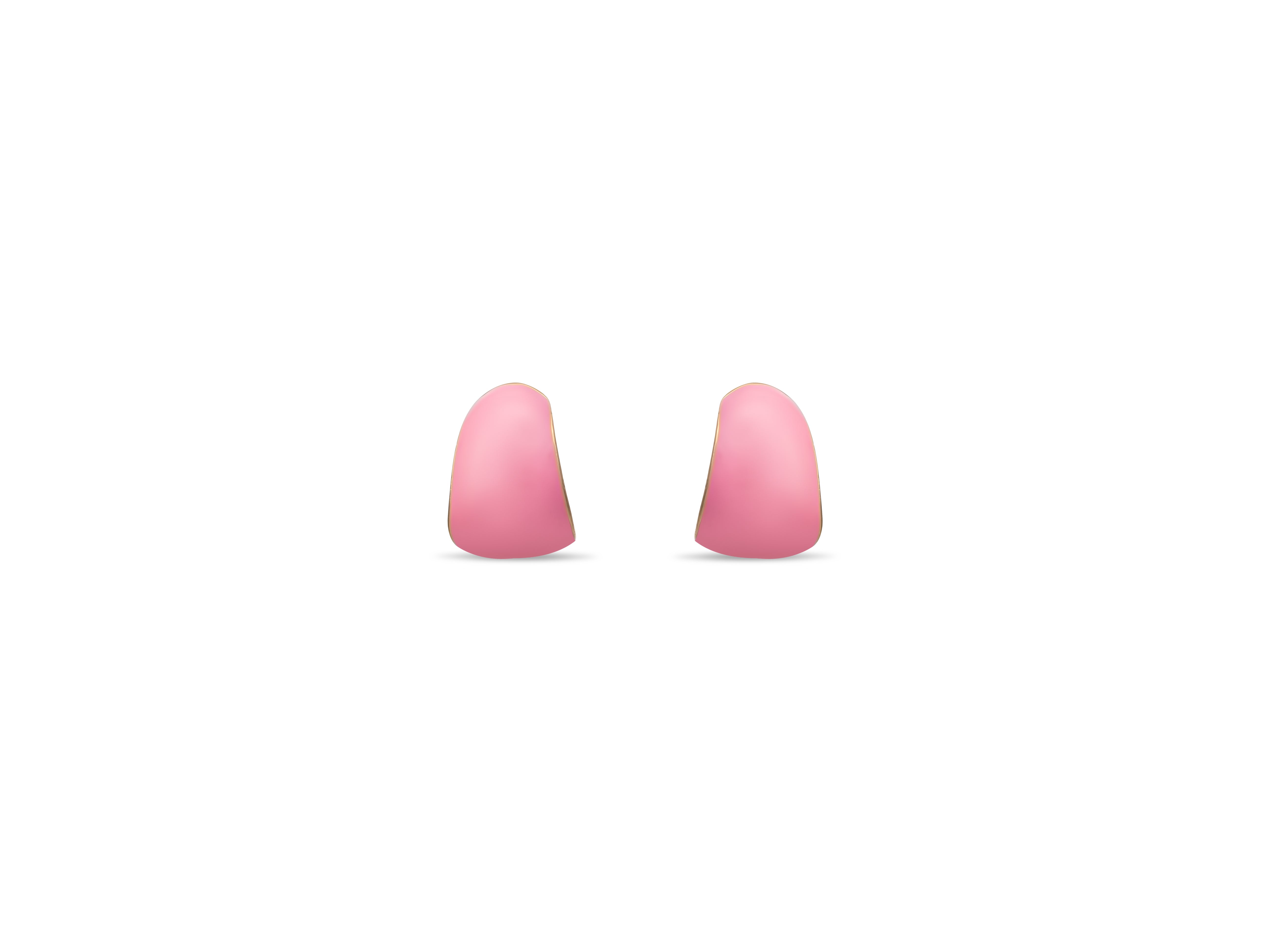 Retro Crescent Huggie Hoop Earrings, Pink