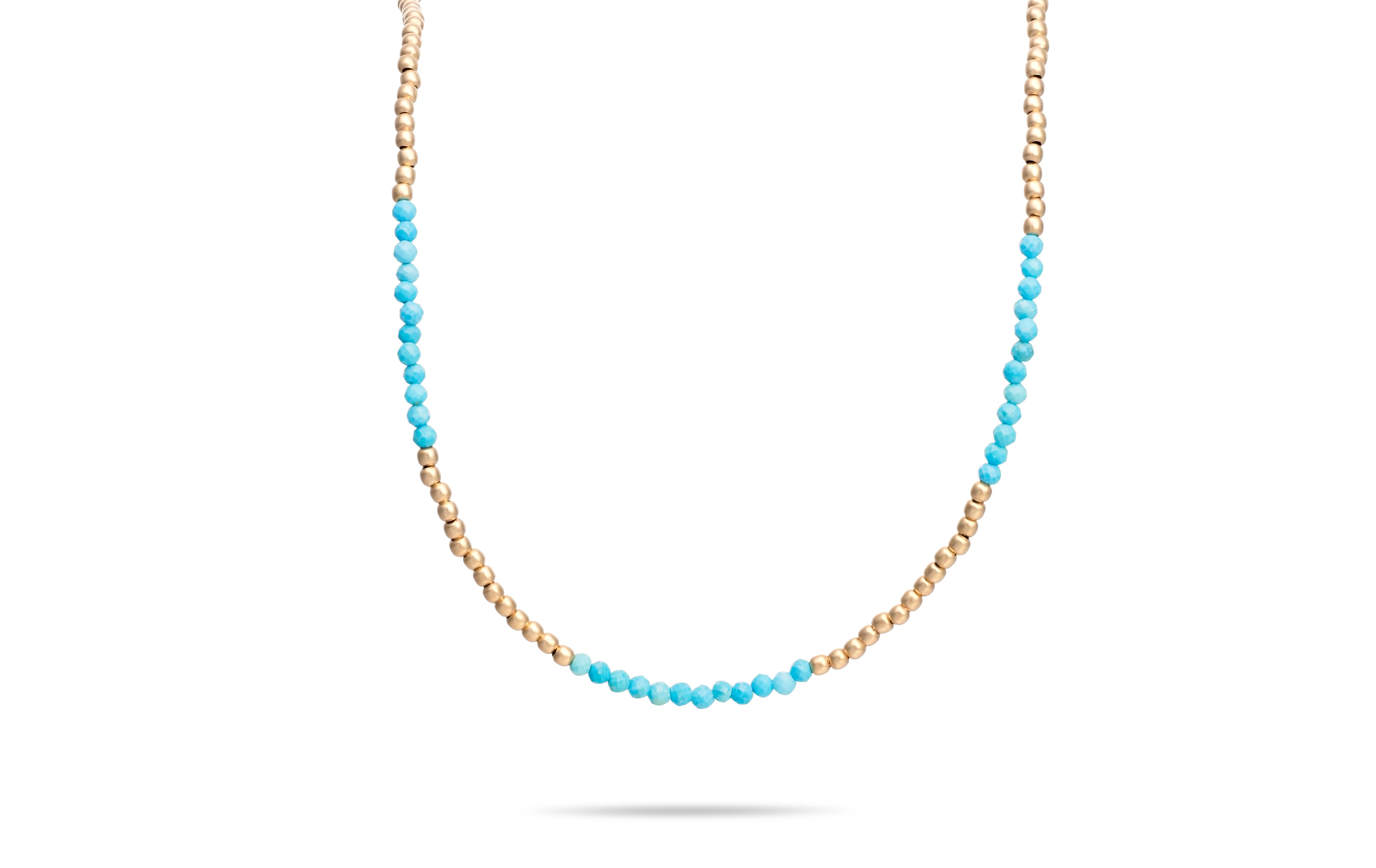 Mini Gold Bead and Turquoise Necklace