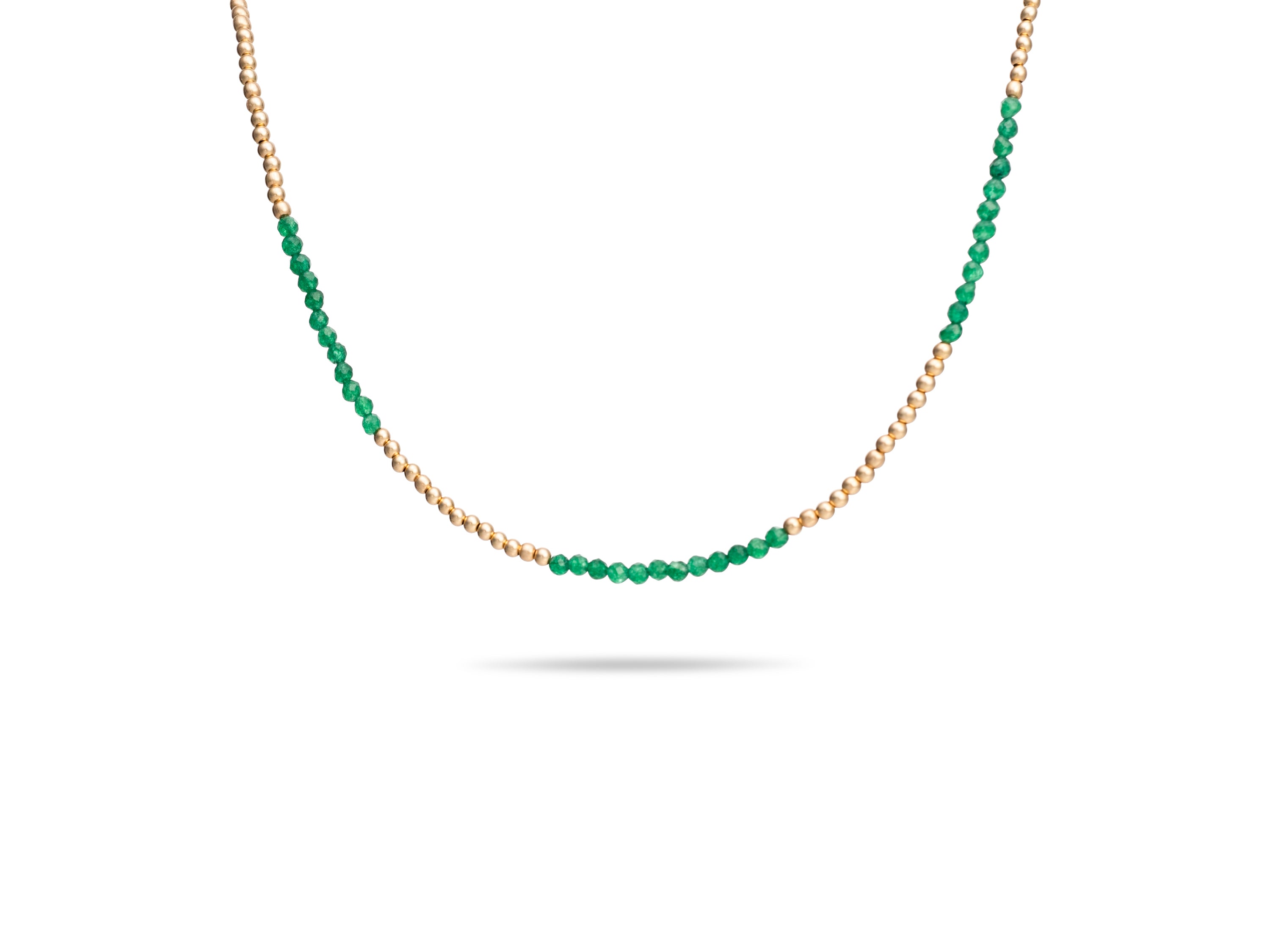 Mini Gold and Emerald Bead Necklace