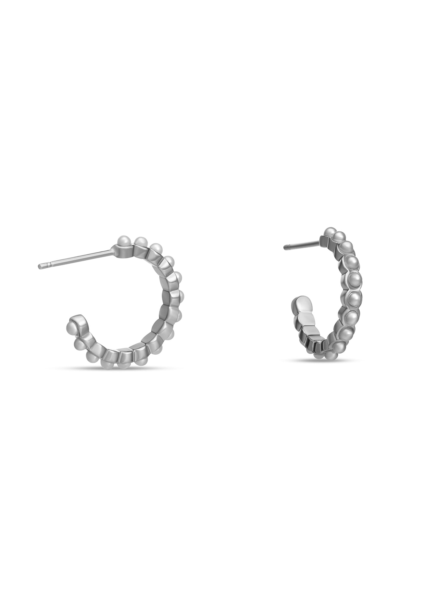 White Gold Pearl Pave Hoop Earrings