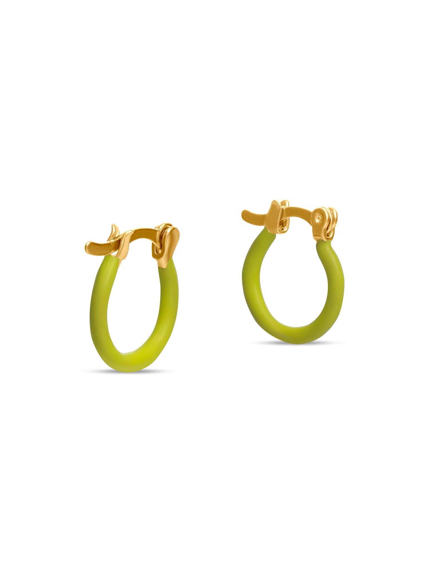 Bia Enamel Hoop Earrings, Neon Yellow