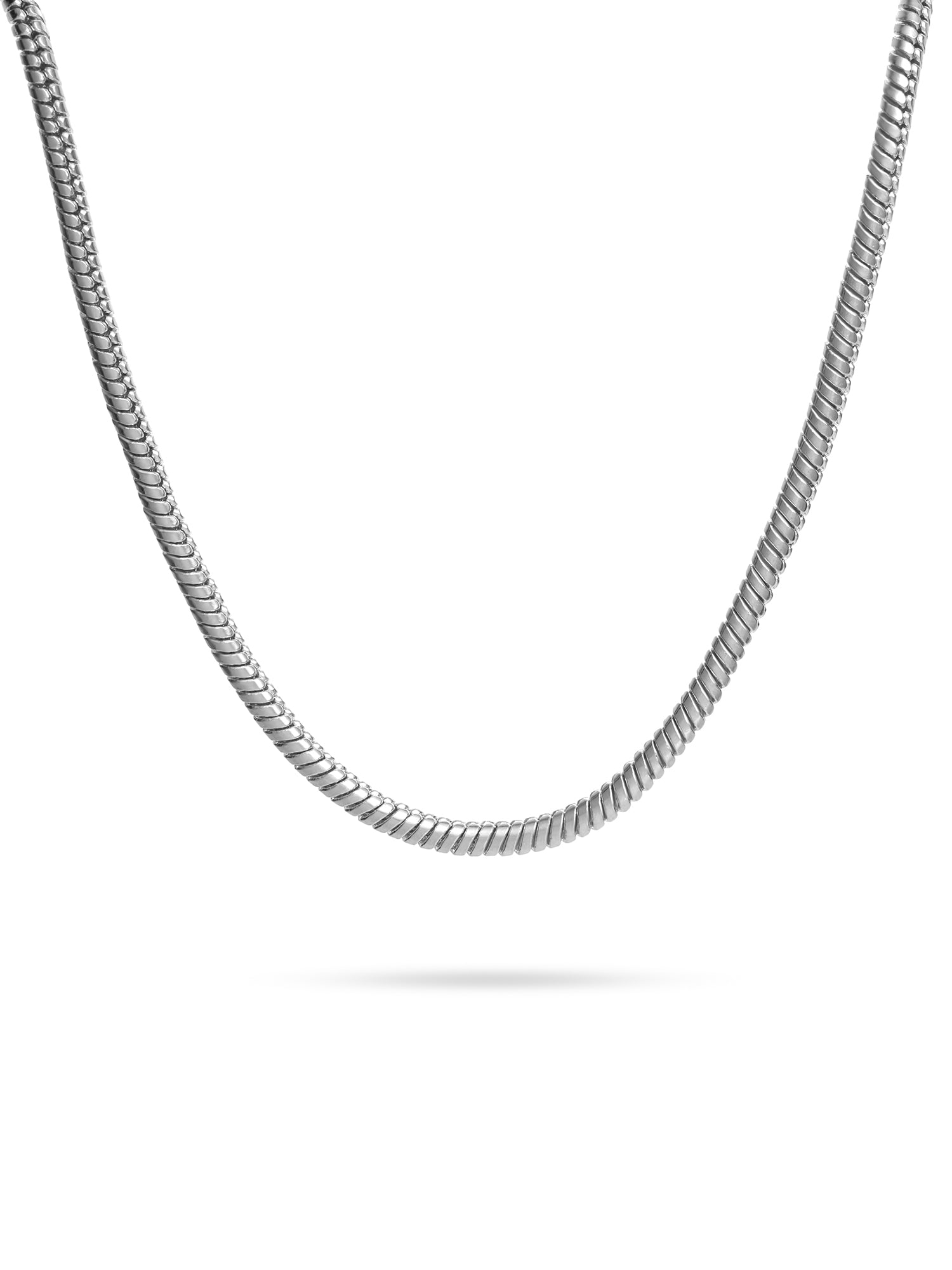 Round Snake Chain Necklace, White Gold 18"