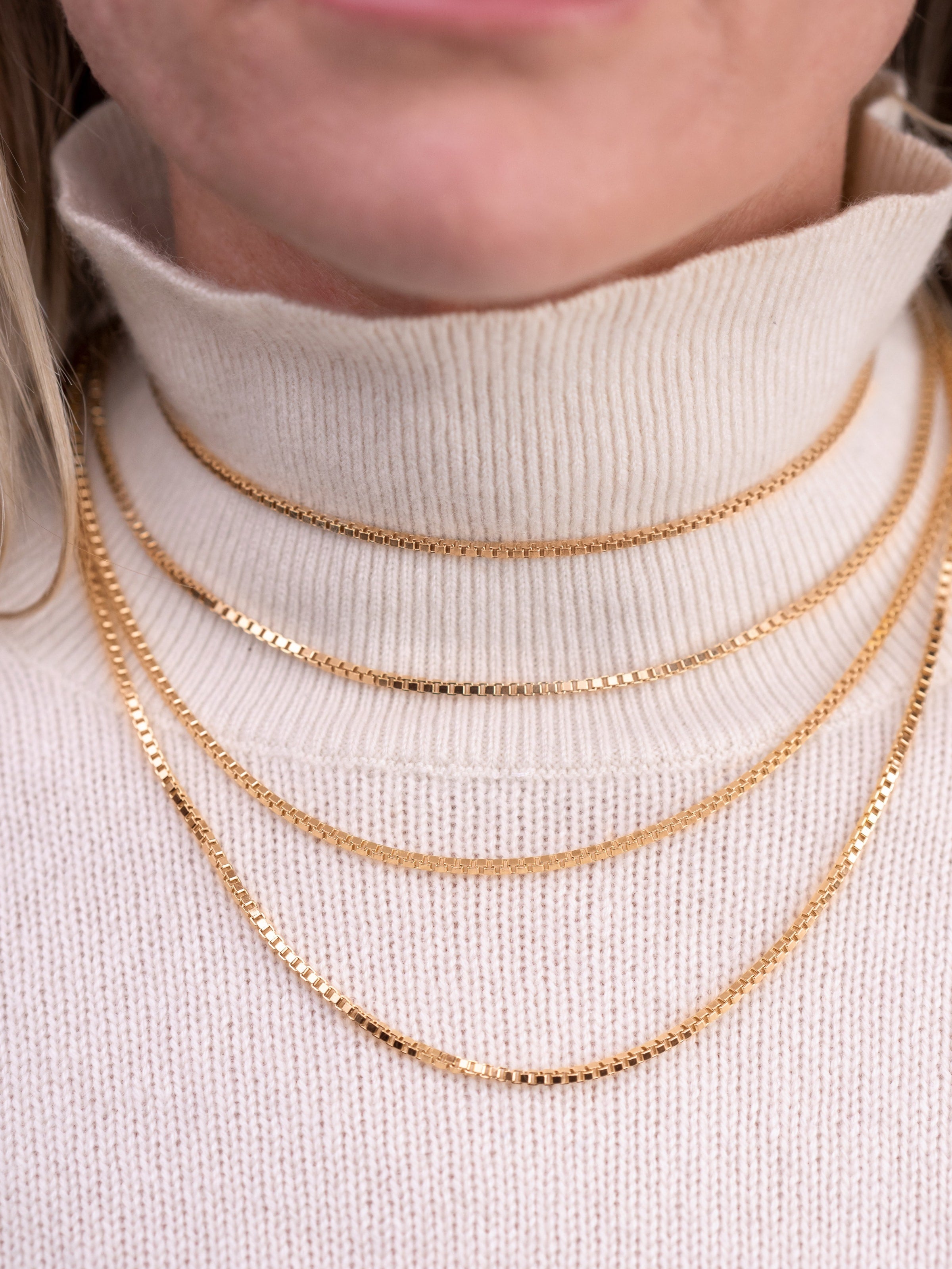 Box Chain Necklace, Yellow Gold